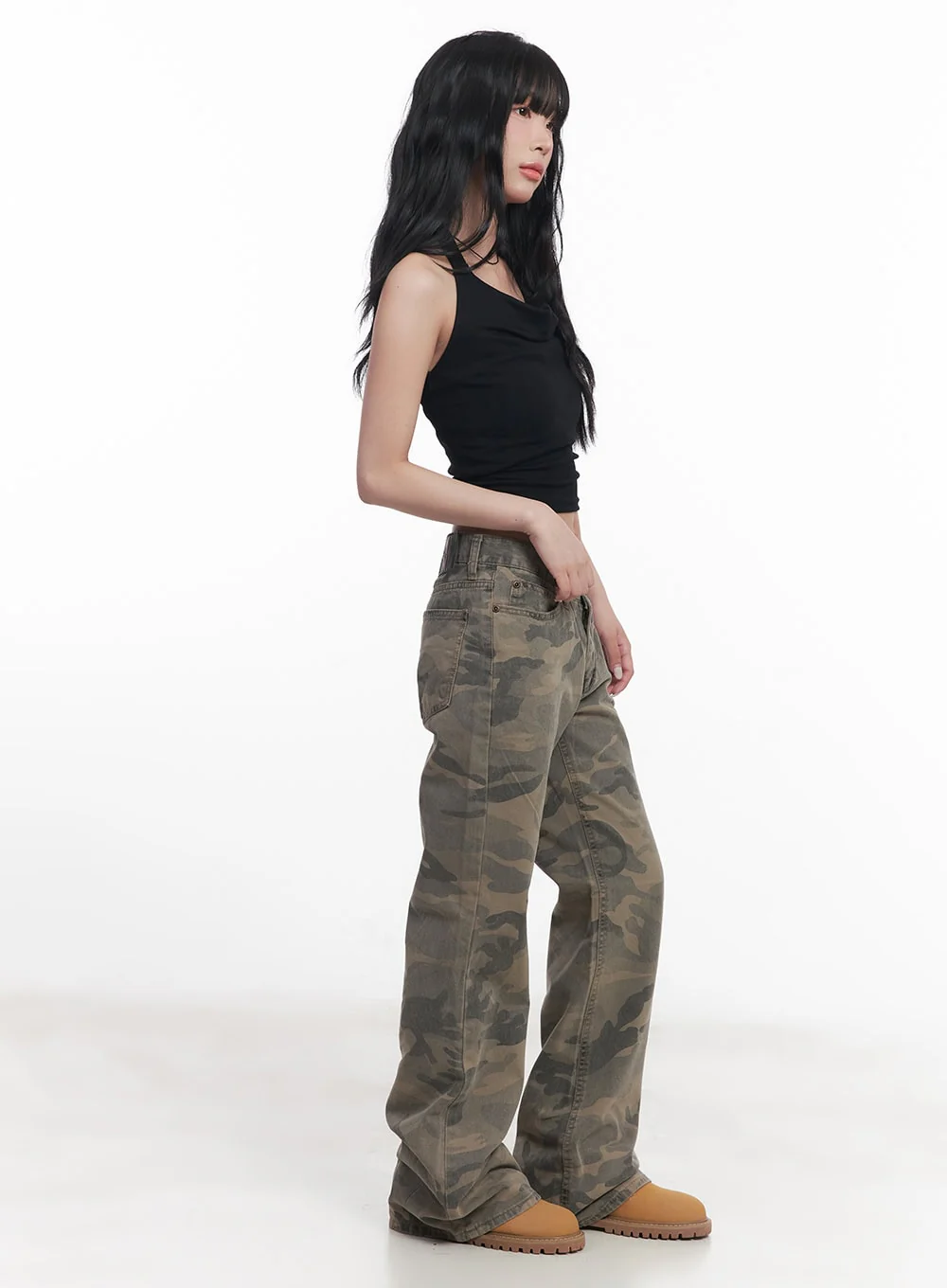 Low-Rise Camo Bootcut Pants CY527 - Image 4
