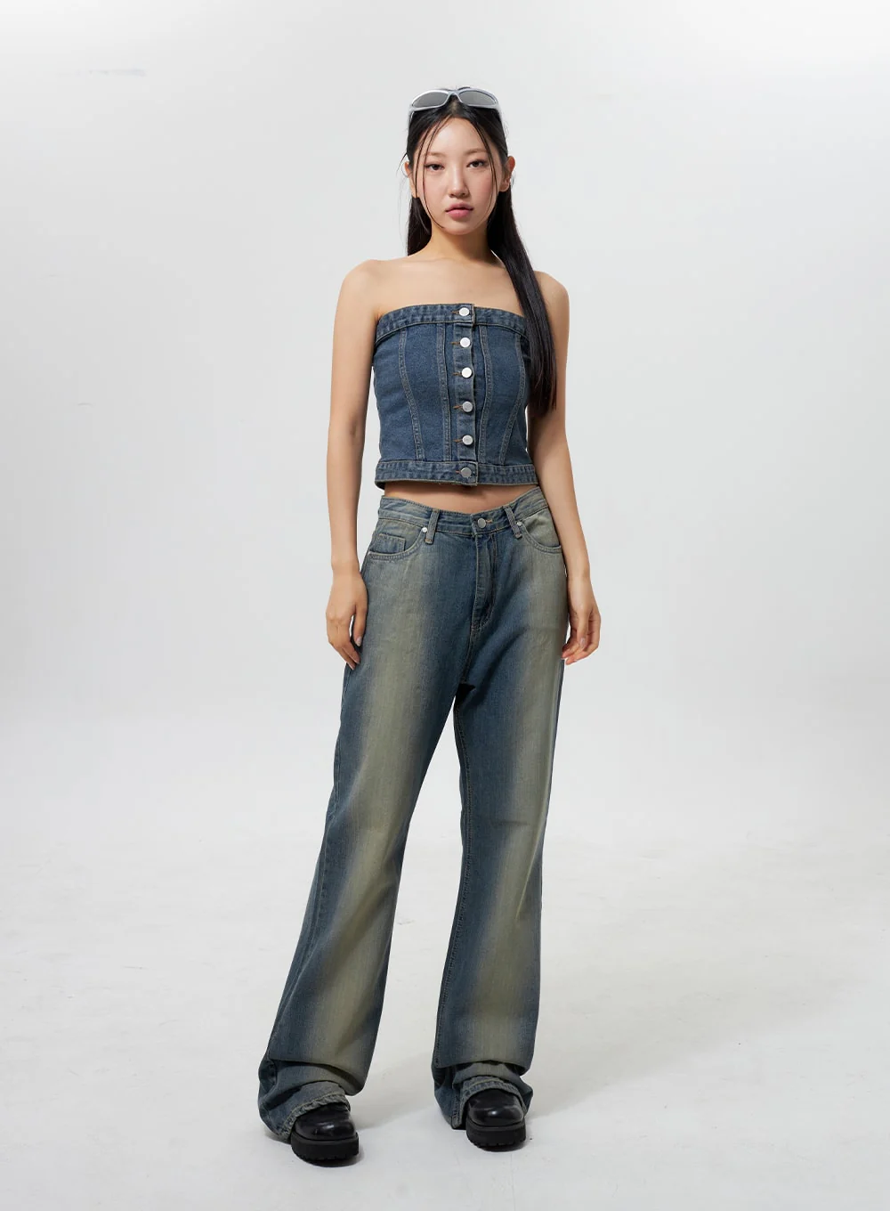 Low Rise Wide Leg Jeans CY323 - Image 3