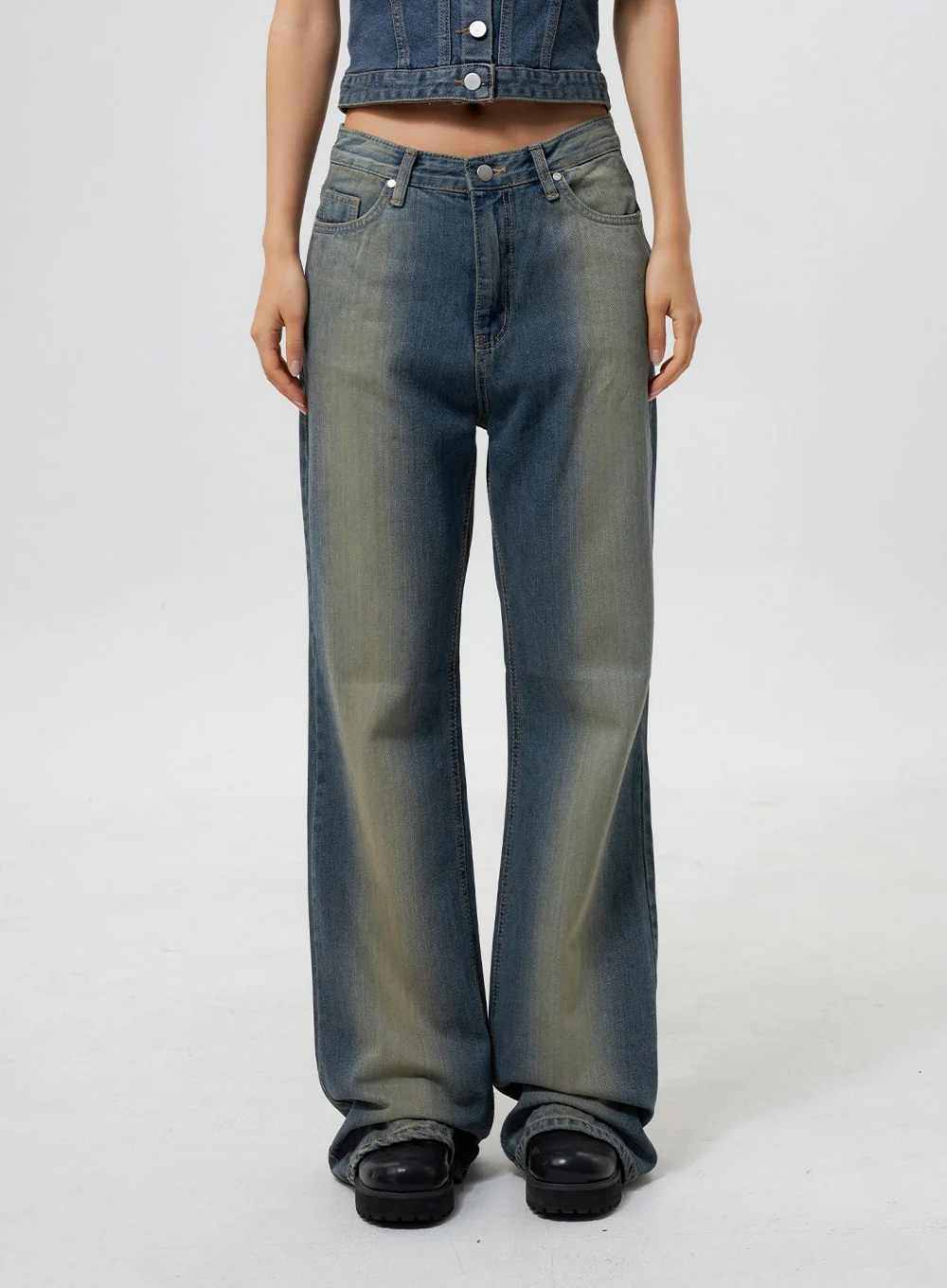 Low Rise Wide Leg Jeans CY323 - Image 5