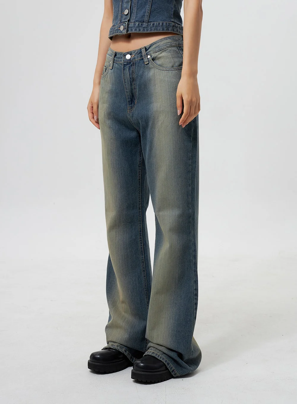 Low Rise Wide Leg Jeans CY323 - Image 6