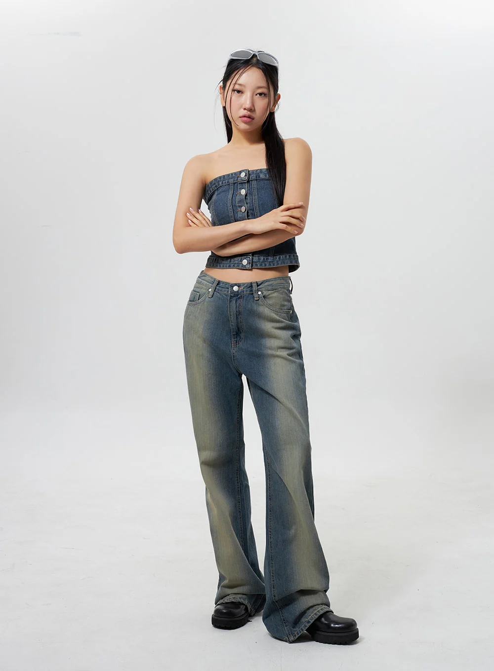 Low Rise Wide Leg Jeans CY323 - Image 7