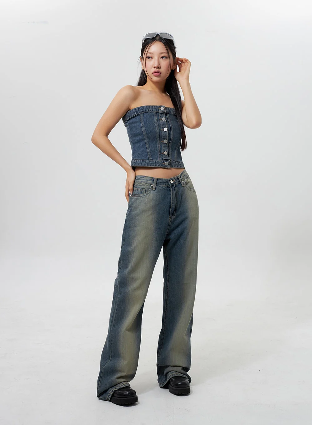 Low Rise Wide Leg Jeans CY323 - Image 8