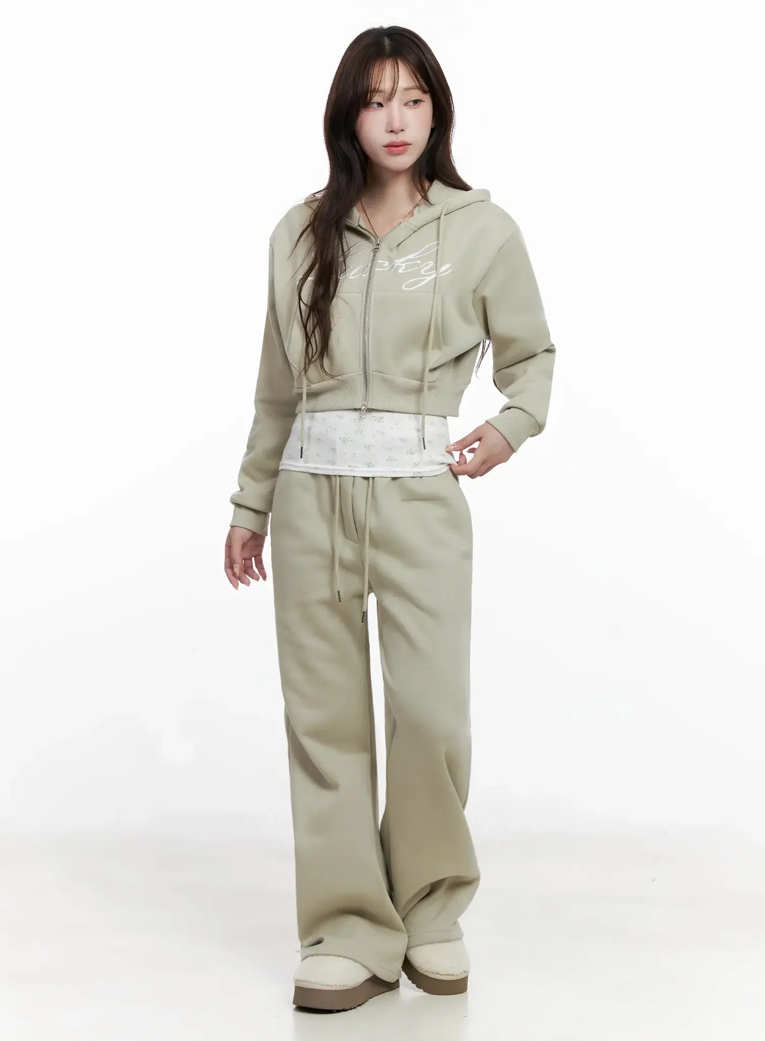 Lucky Fleece Wide-Leg Sweatpants IN514 - Image 4