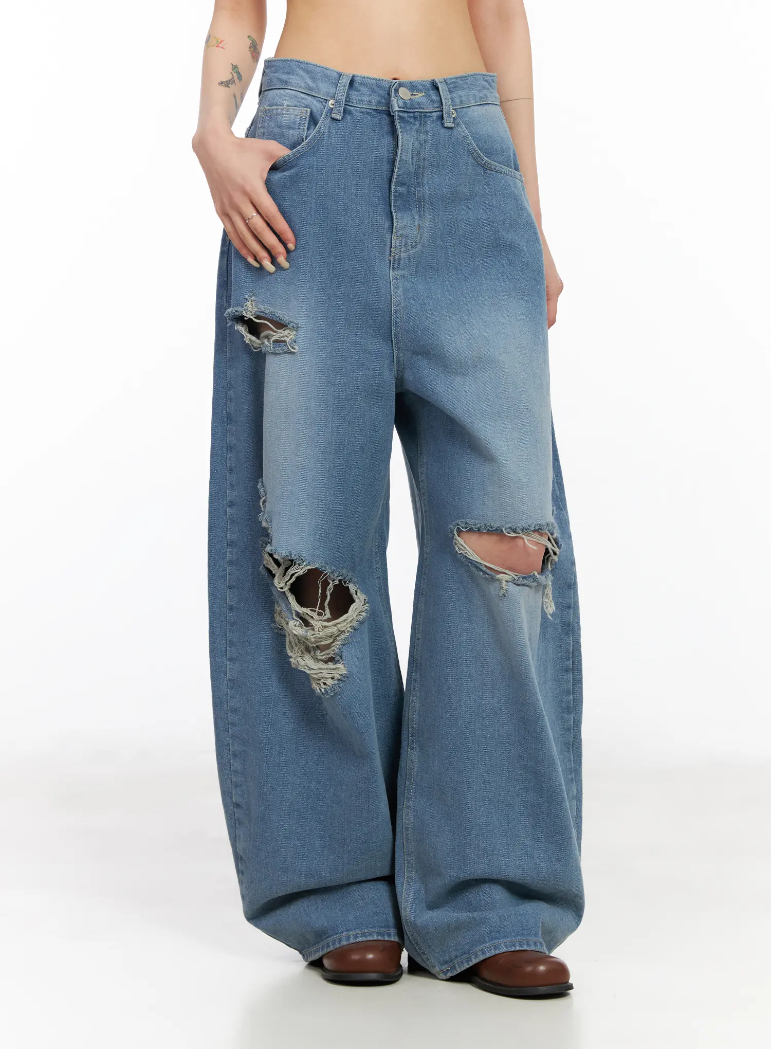 Lylah Ripped Wide Leg Jeans CM517 - Image 10