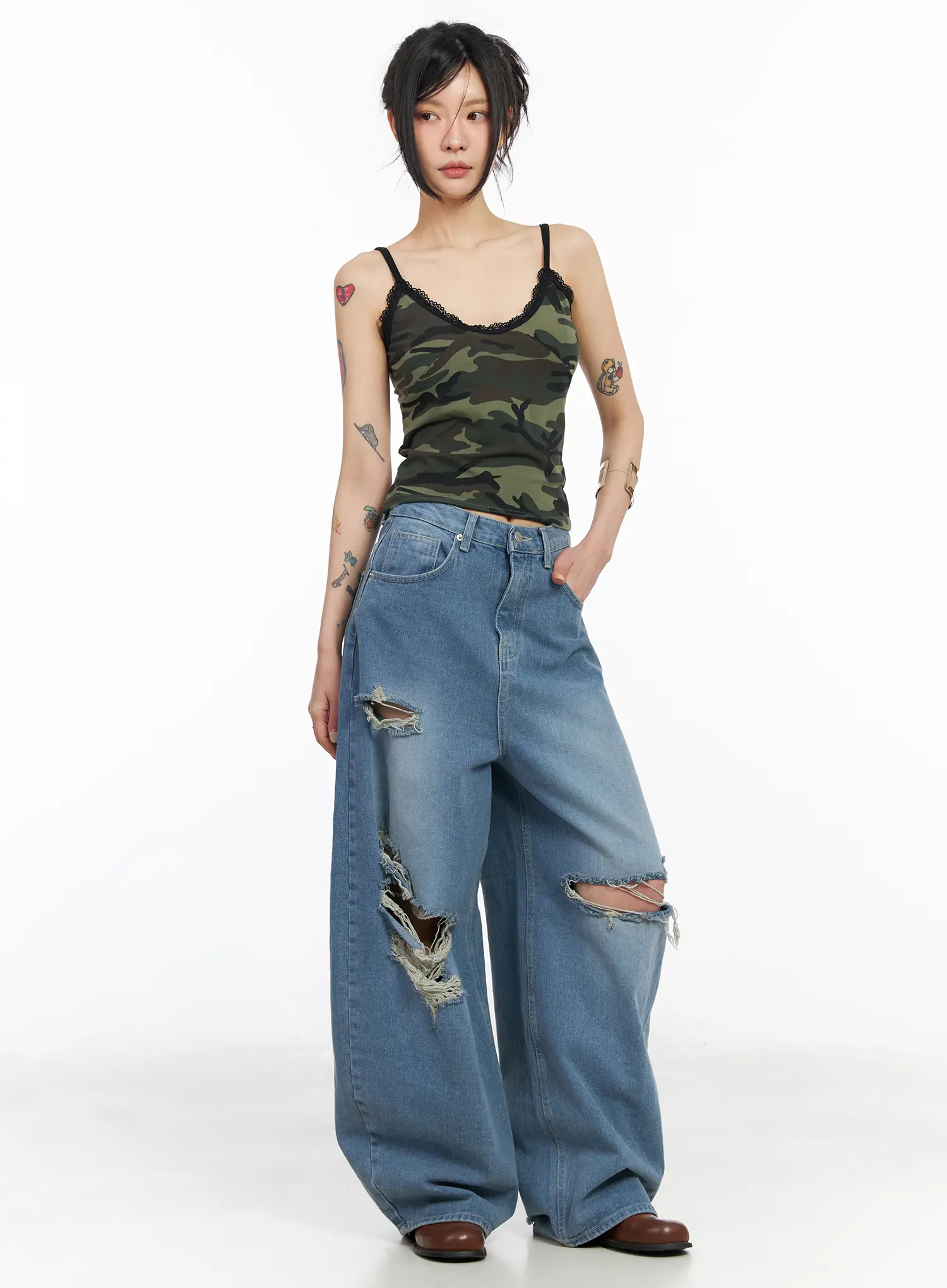 Lylah Ripped Wide Leg Jeans CM517 - Image 3