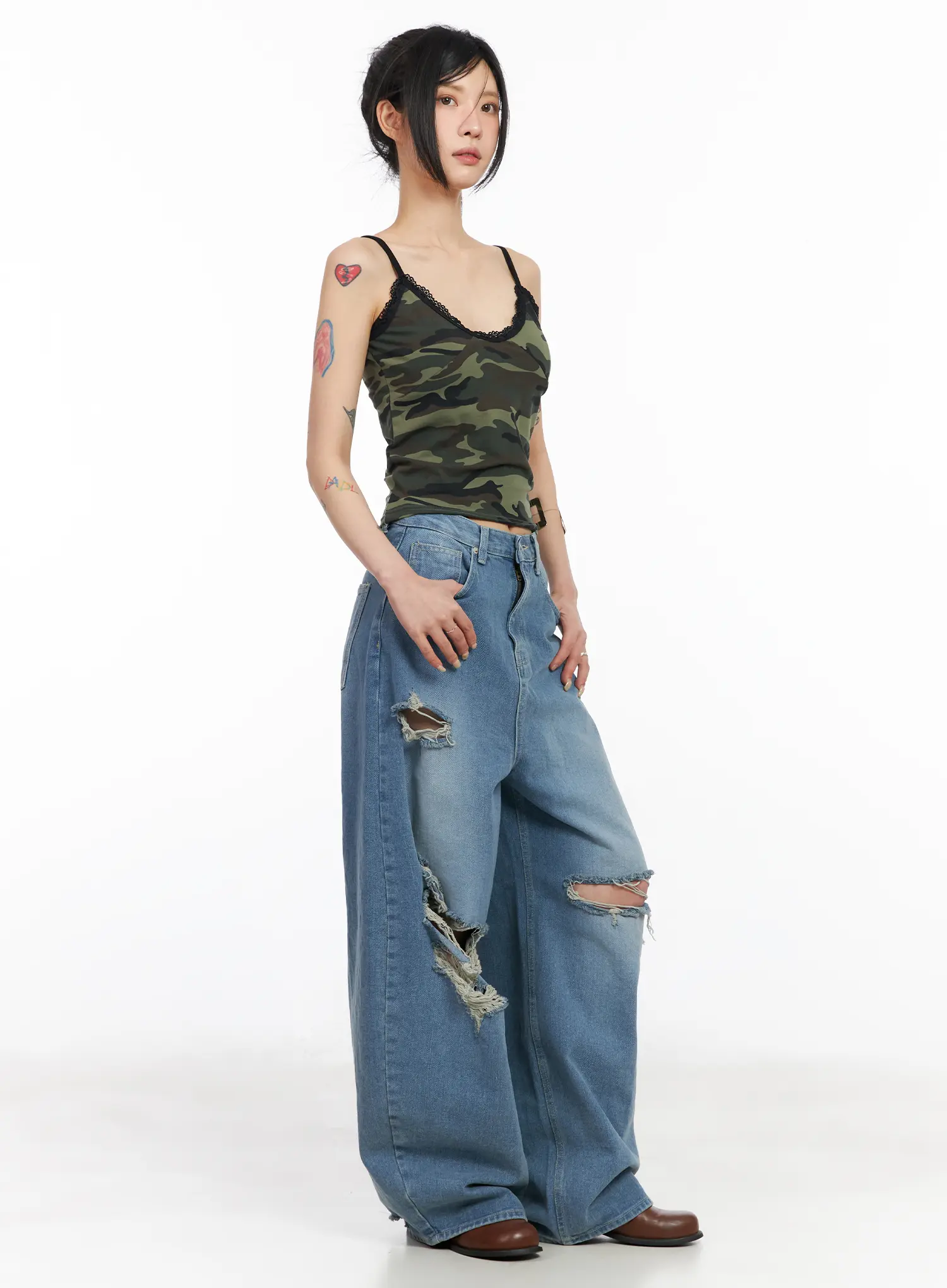 Lylah Ripped Wide Leg Jeans CM517 - Image 6