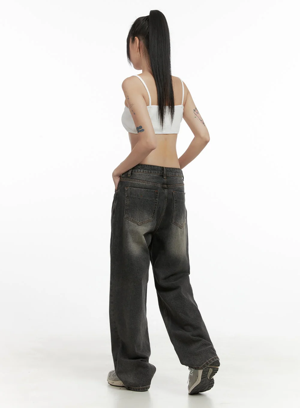 Mandy Washed Cotton Wide Leg Jeans OO401 - Image 5