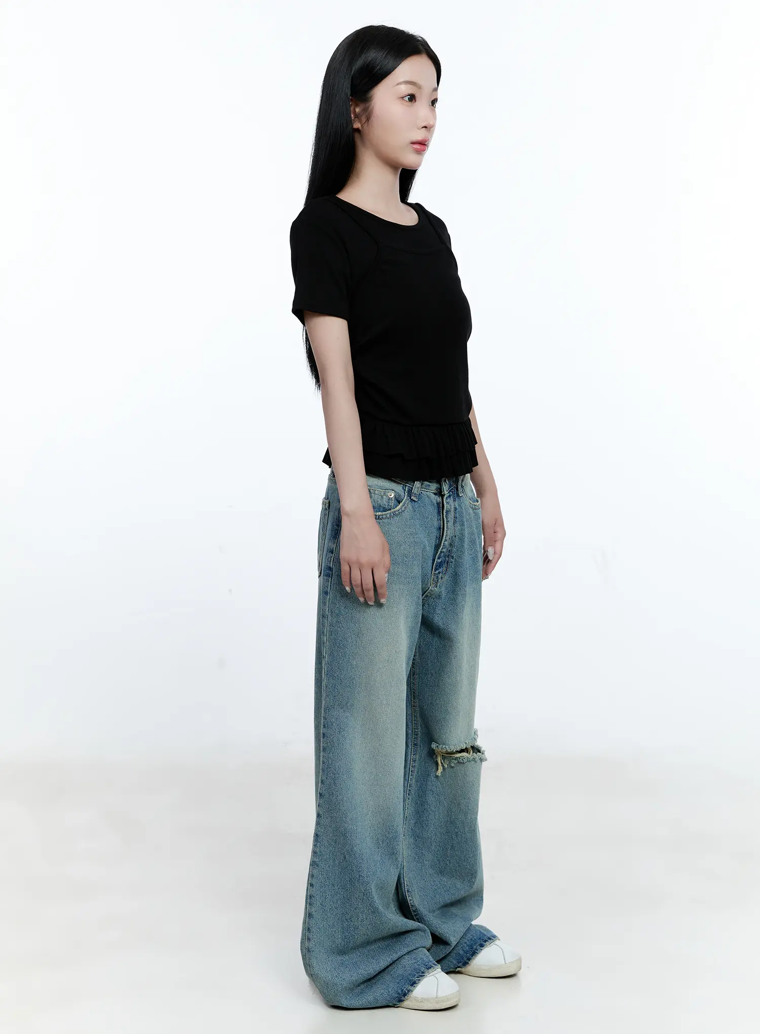 Mazie Distressed Wide-Leg Flare Jeans CG512 - Image 10