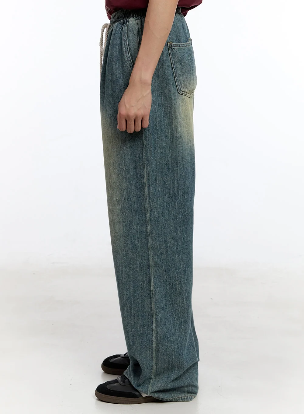 Men’s Pintuck Denim Sweatpants (Blue) IY529 - Image 5