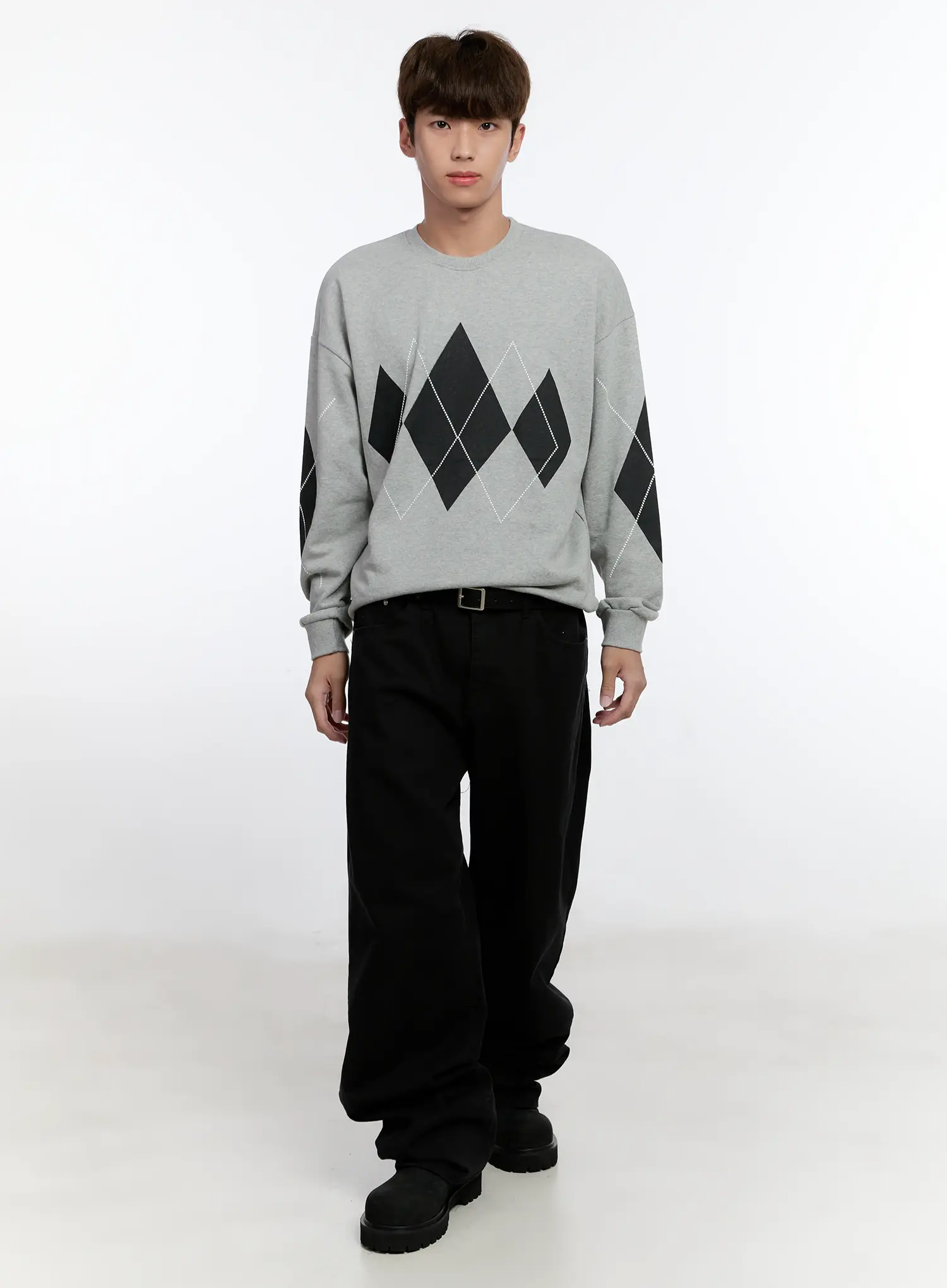 Men's Argyle Pattern Sweatshirt IS530 - Image 2