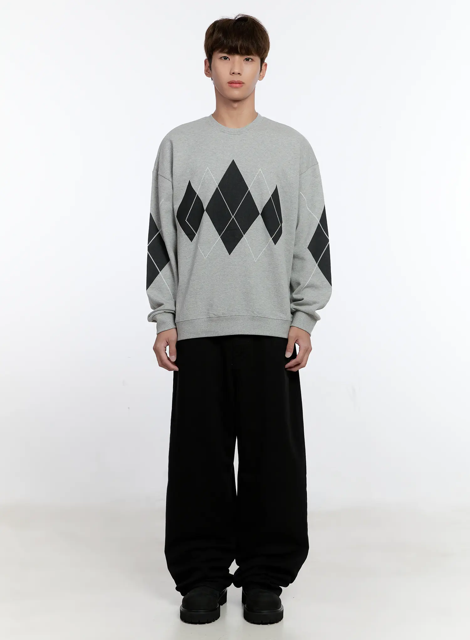 Men's Argyle Pattern Sweatshirt IS530 - Image 3
