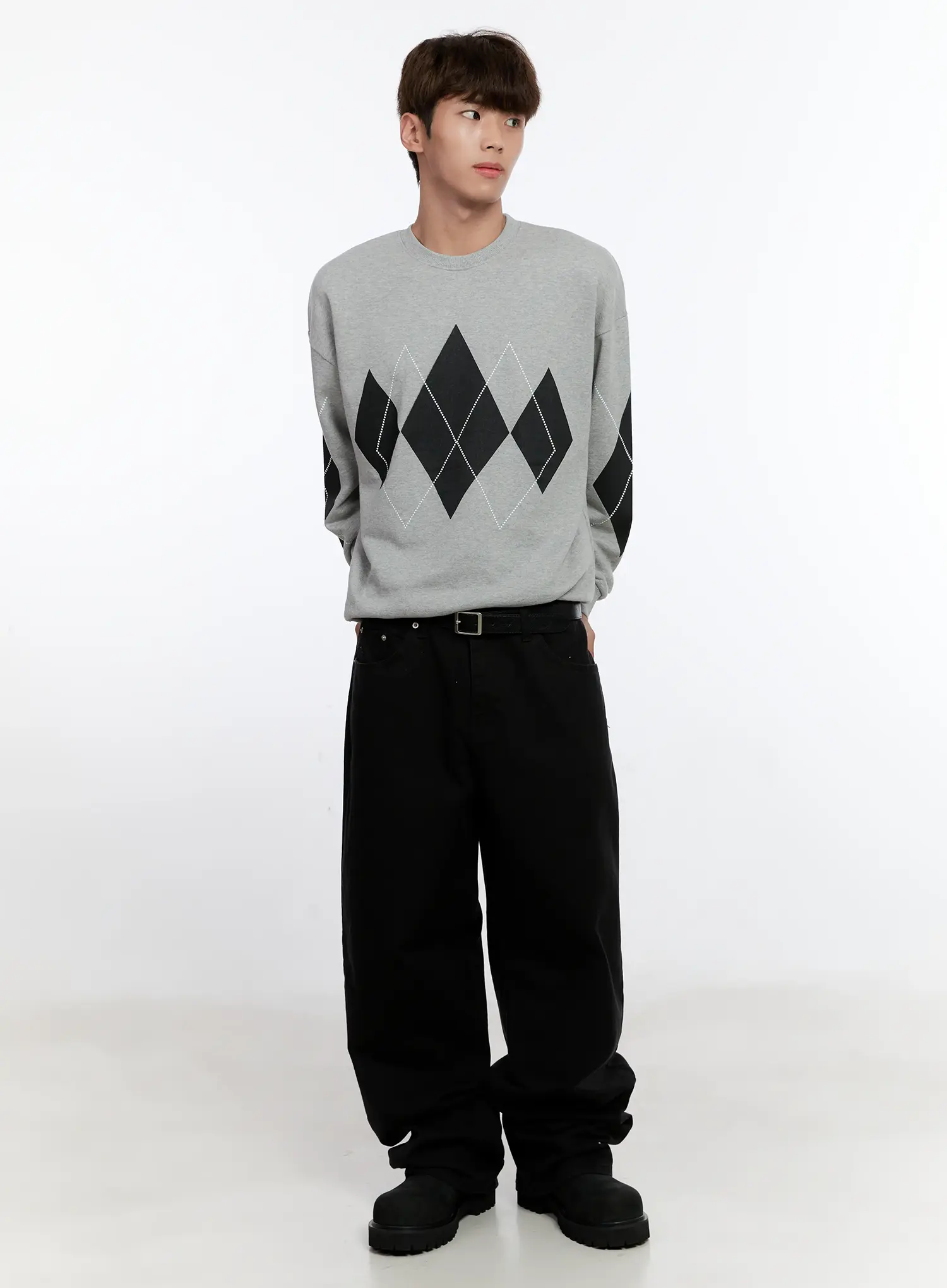 Men's Argyle Pattern Sweatshirt IS530 - Image 9