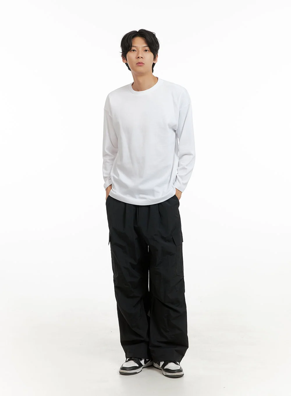 Men's Basic Oversize Long Sleeve Tee (White) IY402 - Image 2