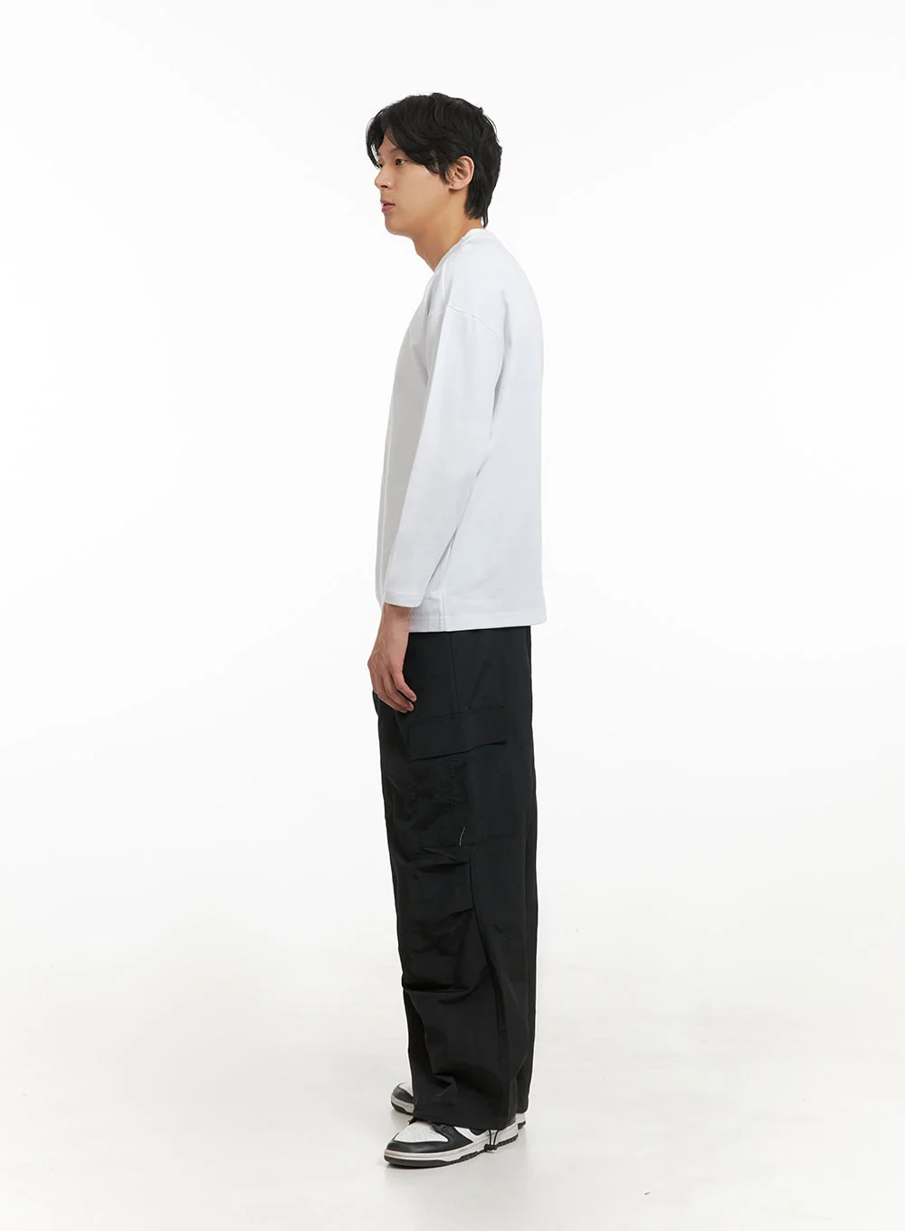 Men's Basic Oversize Long Sleeve Tee (White) IY402 - Image 5