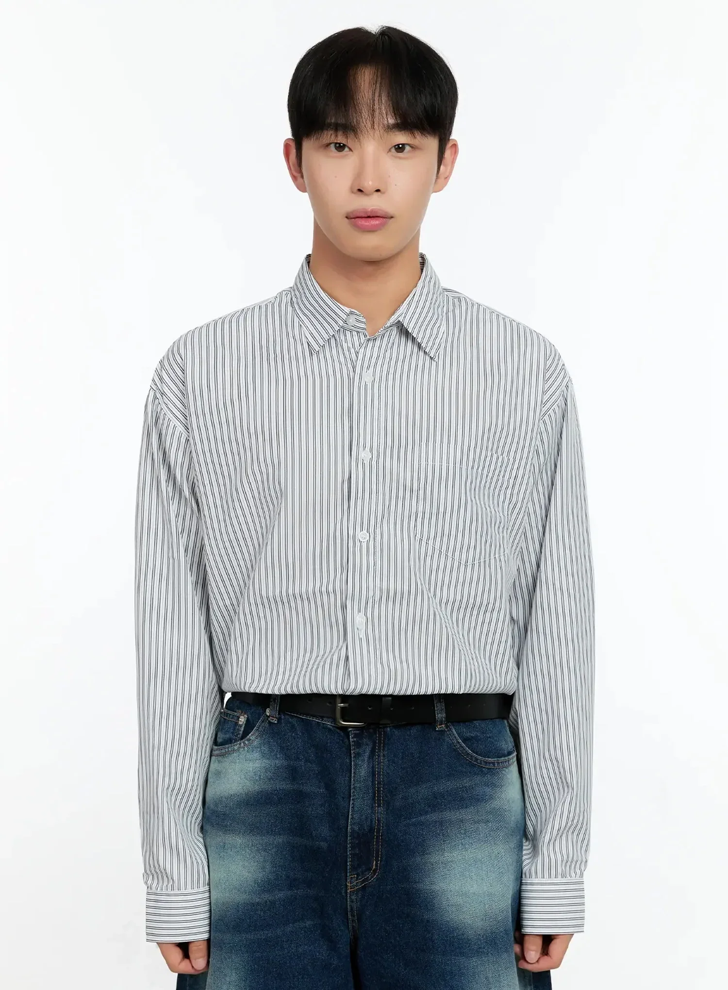 Men's Basic Striped Button-Up IN506 - Image 15