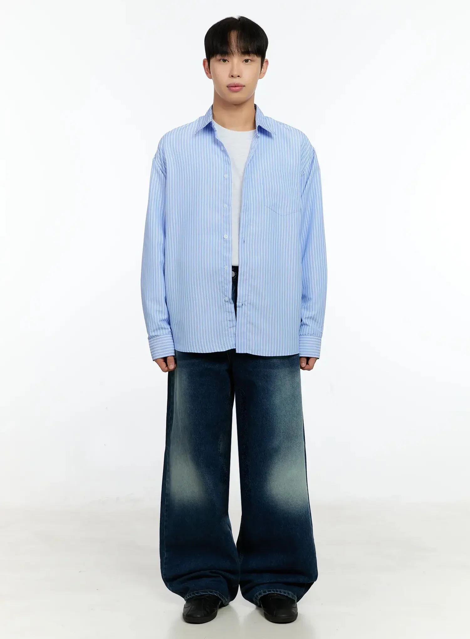 Men's Basic Striped Button-Up IN506 - Image 8