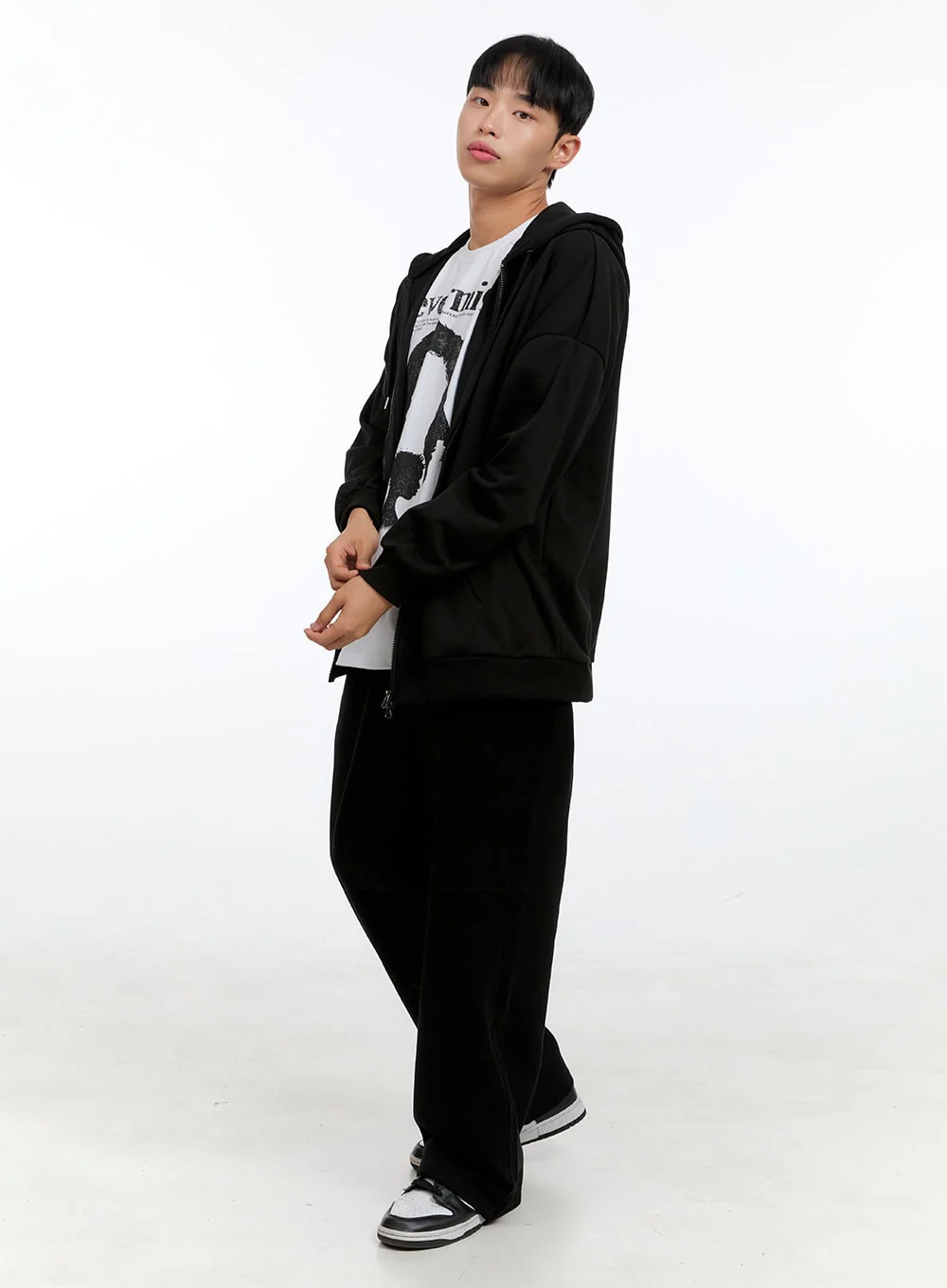 Men's Basic Two-Way Zip-Up Hoodie IG422 - Image 7
