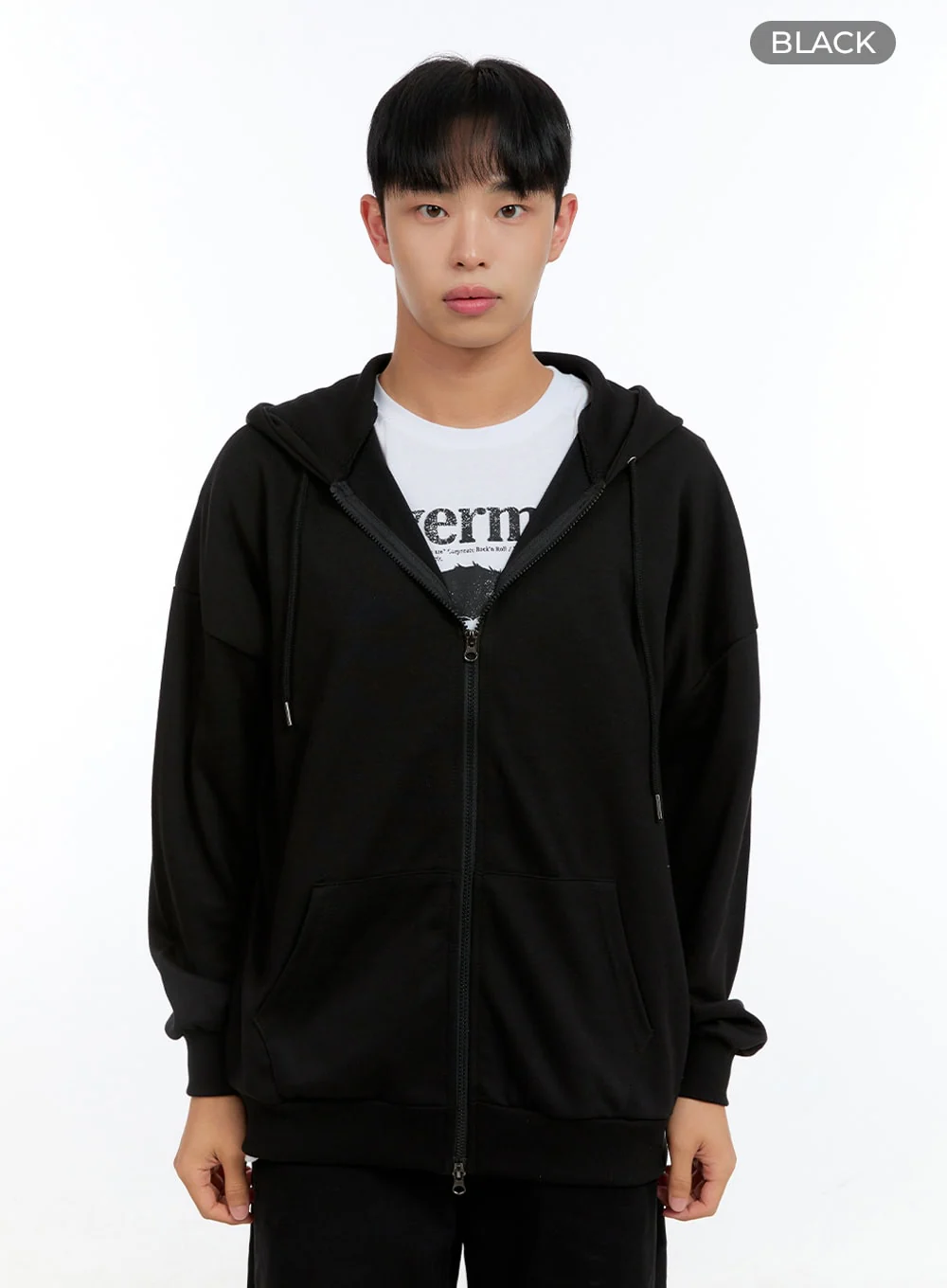 Men's Basic Two-Way Zip-Up Hoodie IG422 - Image 9