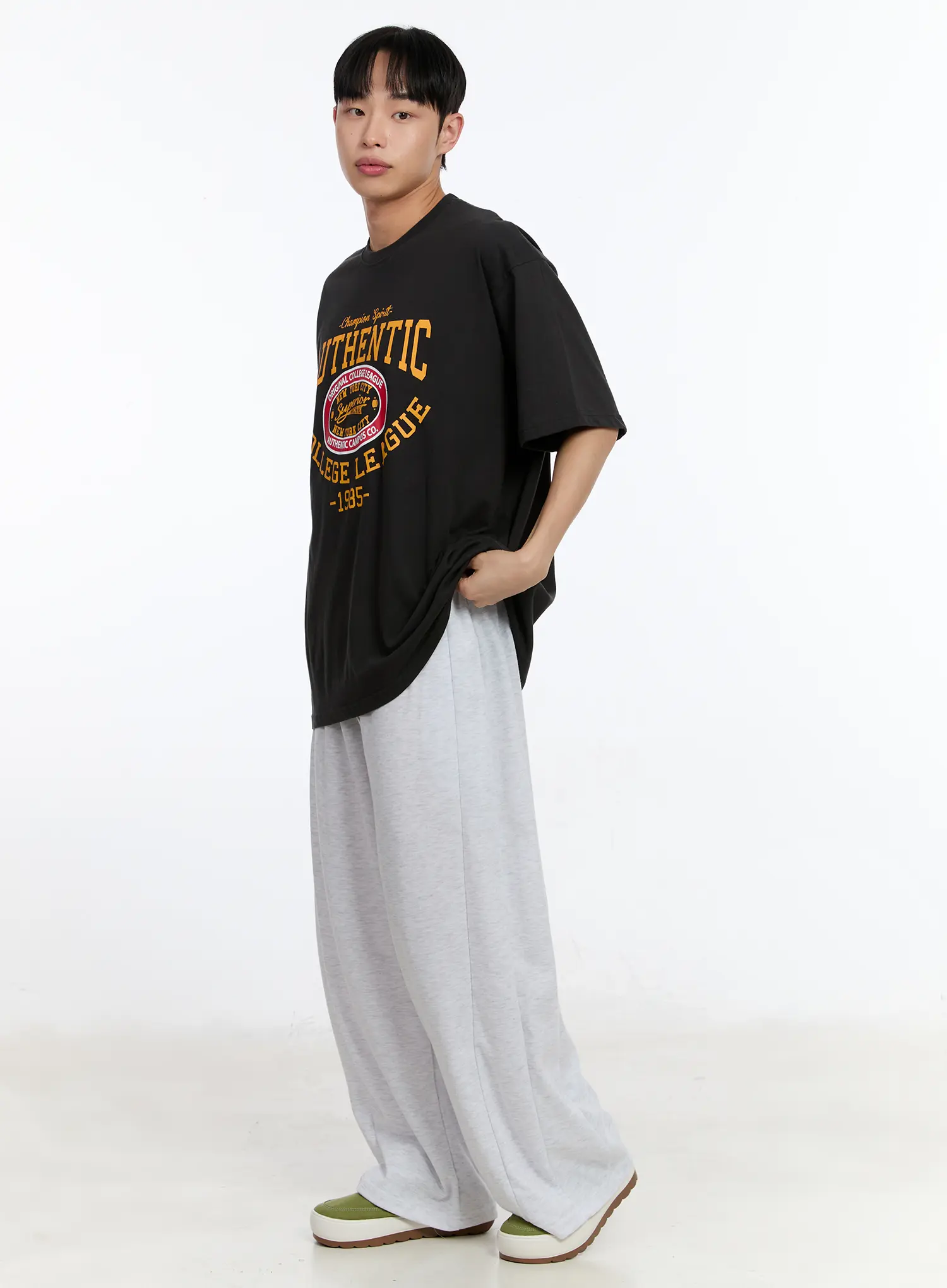 Men's Basic Wide-Leg Sweatpants IA508 - Image 2