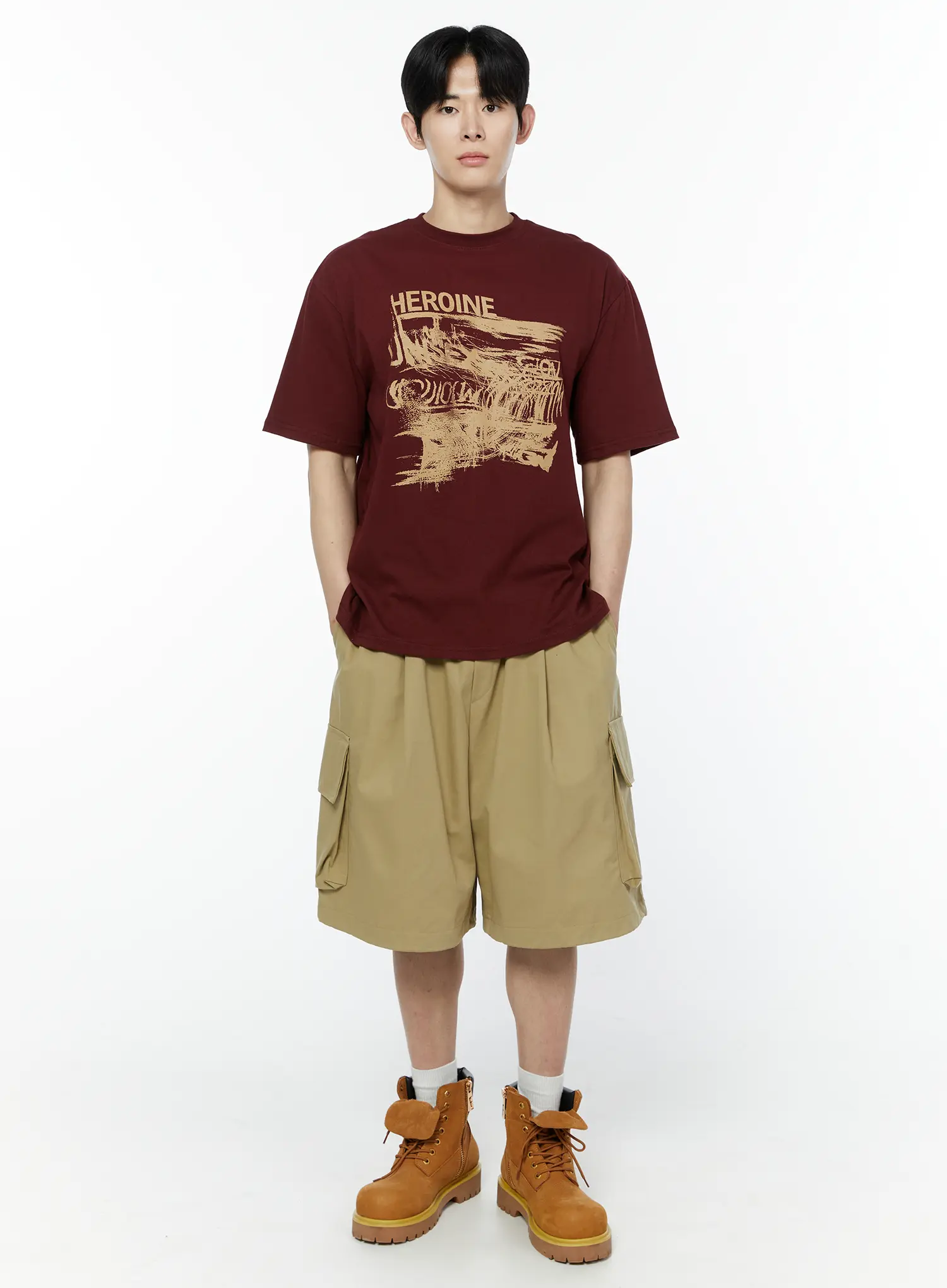 Men's Beige Cargo Bermuda Shorts IA530 - Image 3