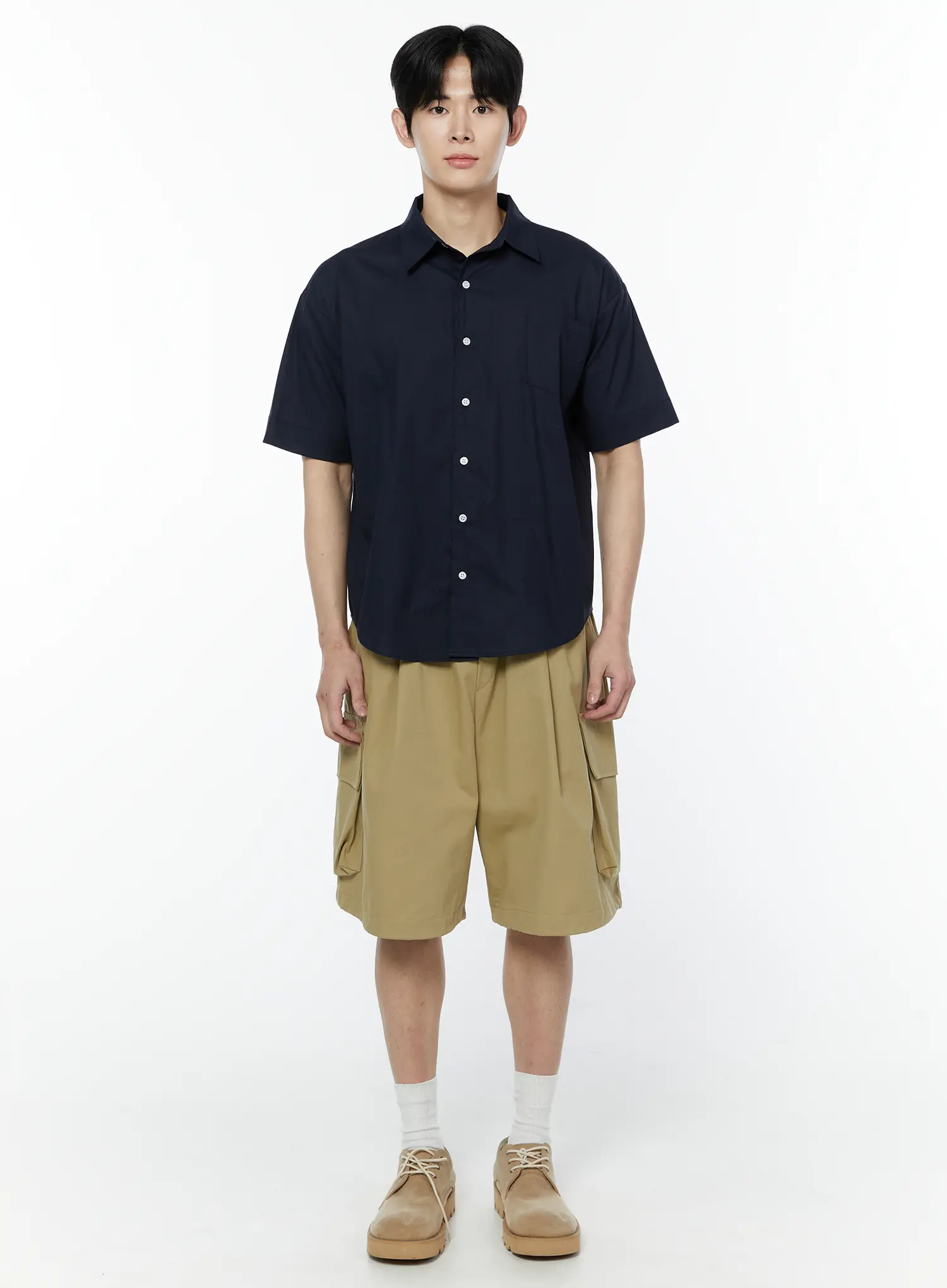 Men's Beige Cargo Bermuda Shorts IA530 - Image 6