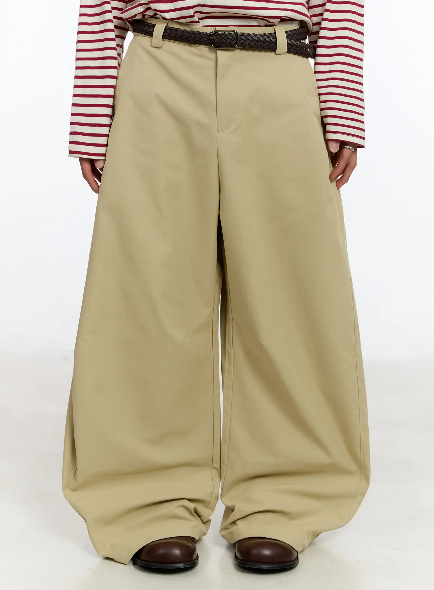 Men's Beige Wide Leg Pants IM530