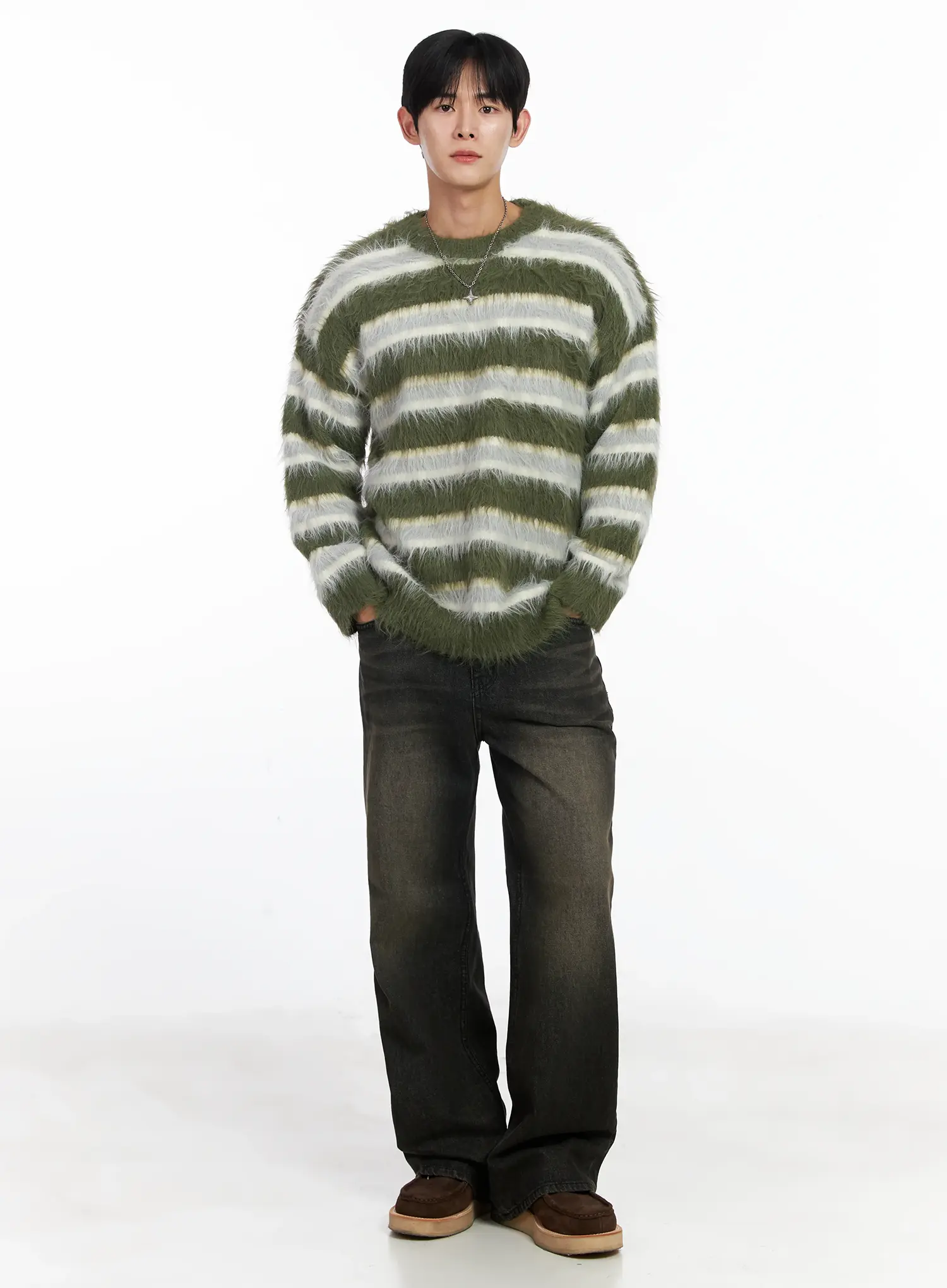 Men's Black Semi-Flared Jeans IJ521 - Image 7