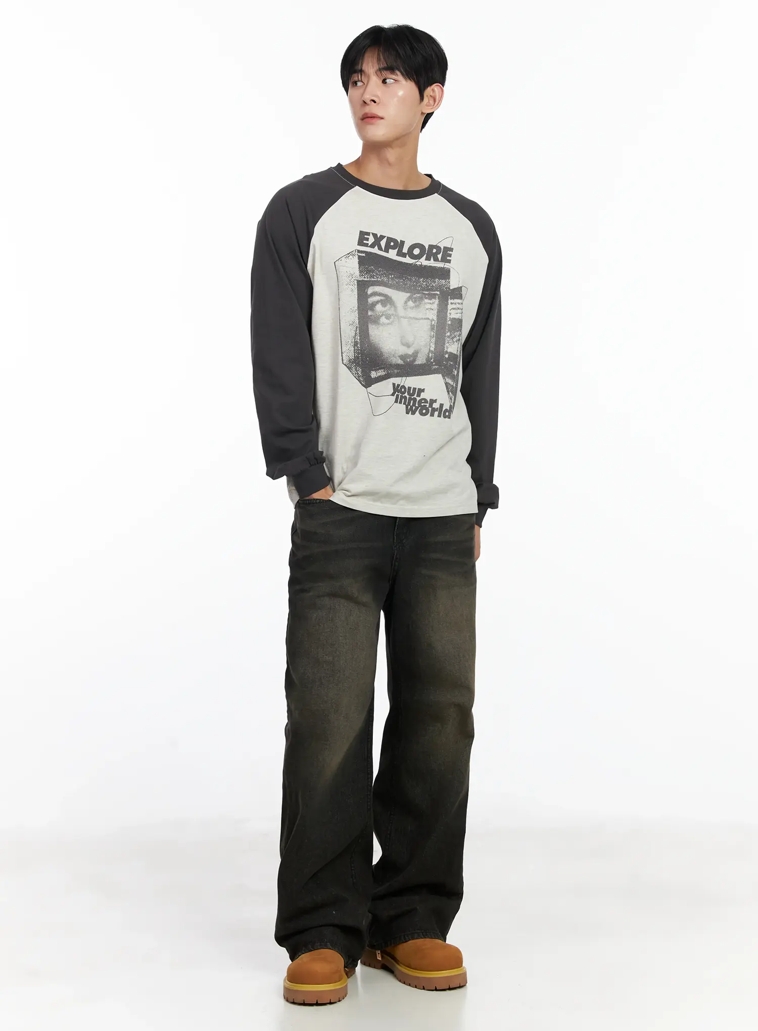 Men's Black Semi-Flared Jeans IJ521 - Image 8