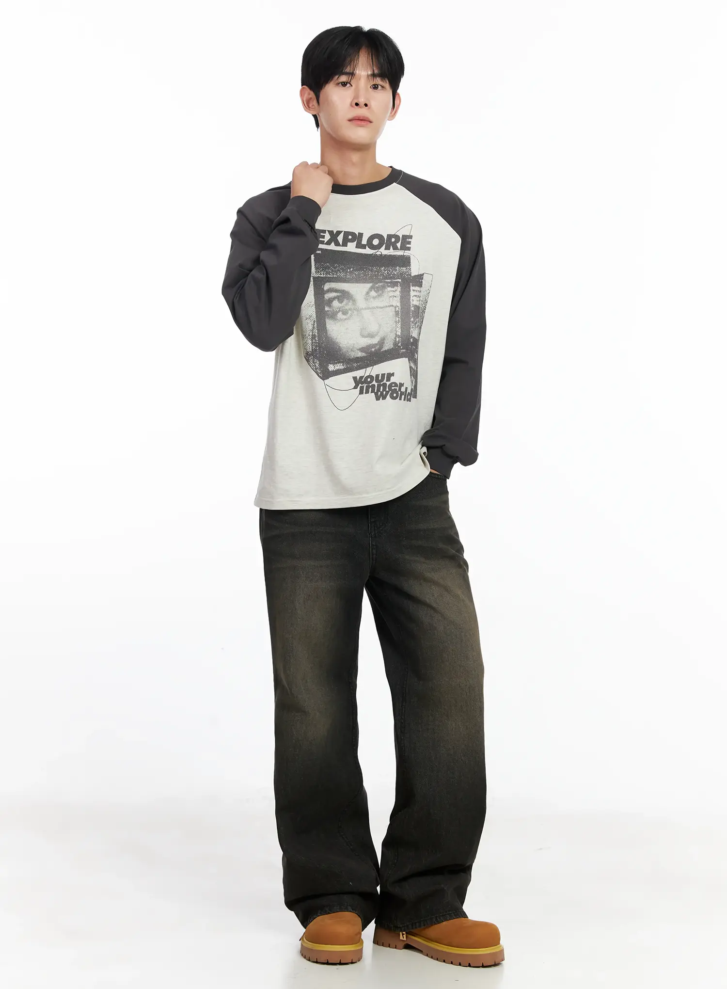 Men's Black Semi-Flared Jeans IJ521 - Image 9