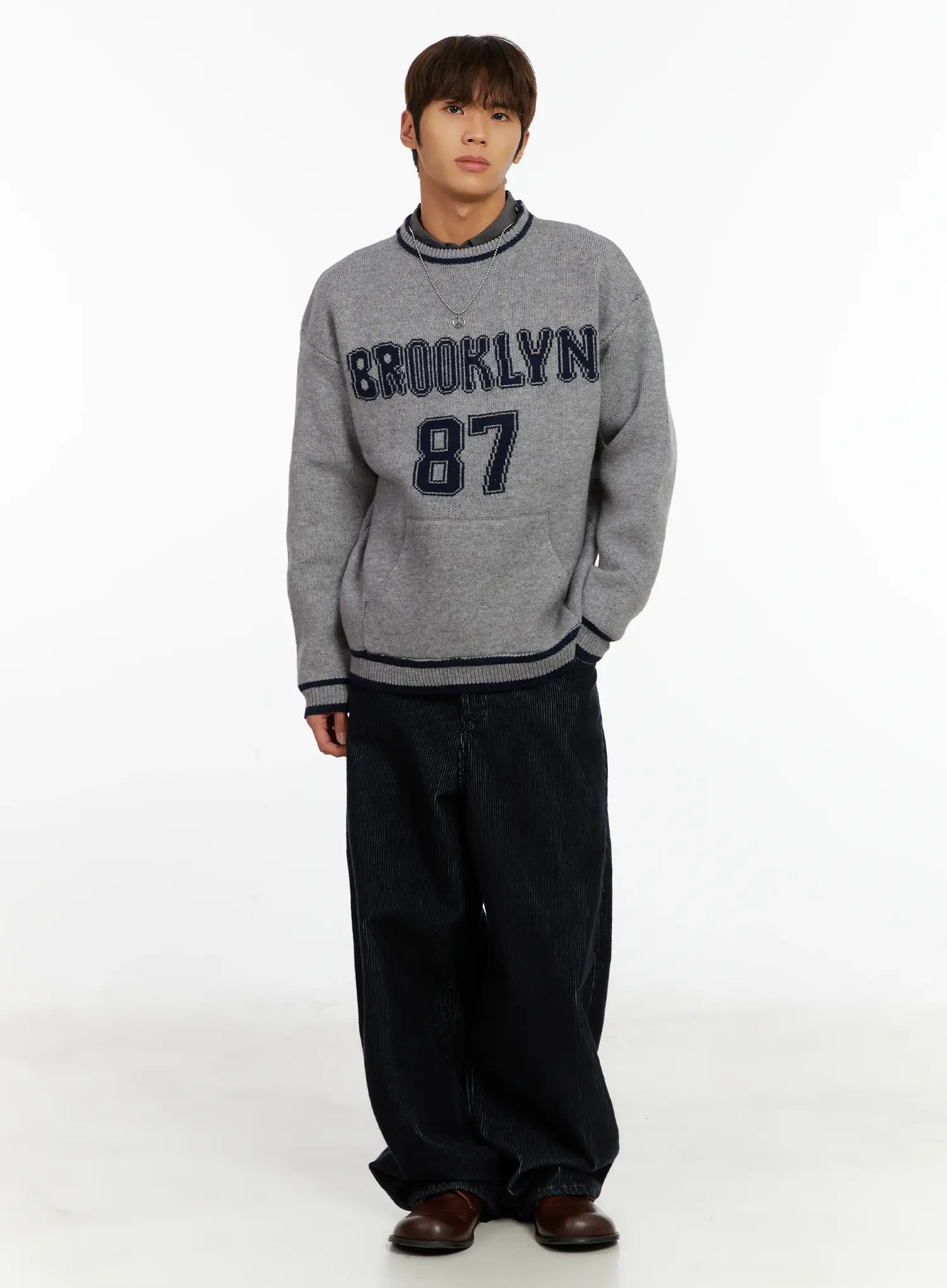 Men's Brooklyn Lettering Knit Sweater ID524 - Image 8