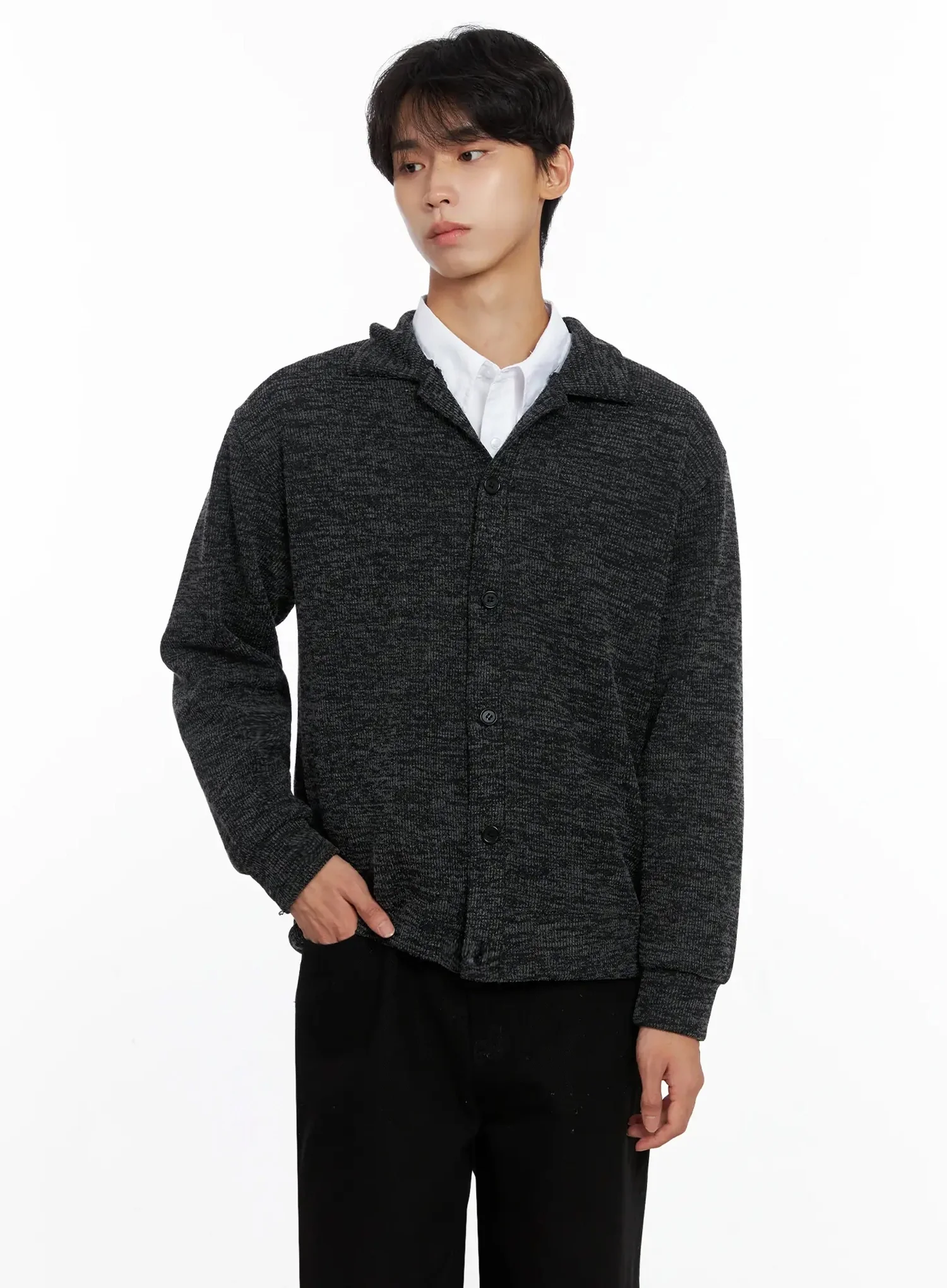 Men's Button-Up Collar Knit Cardigan IO517 - Image 2