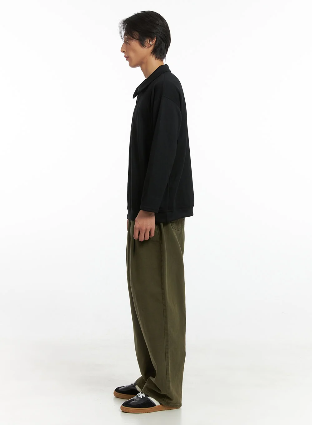 Men's Buttoned Collared Shirt (Black) IO417 - Image 6