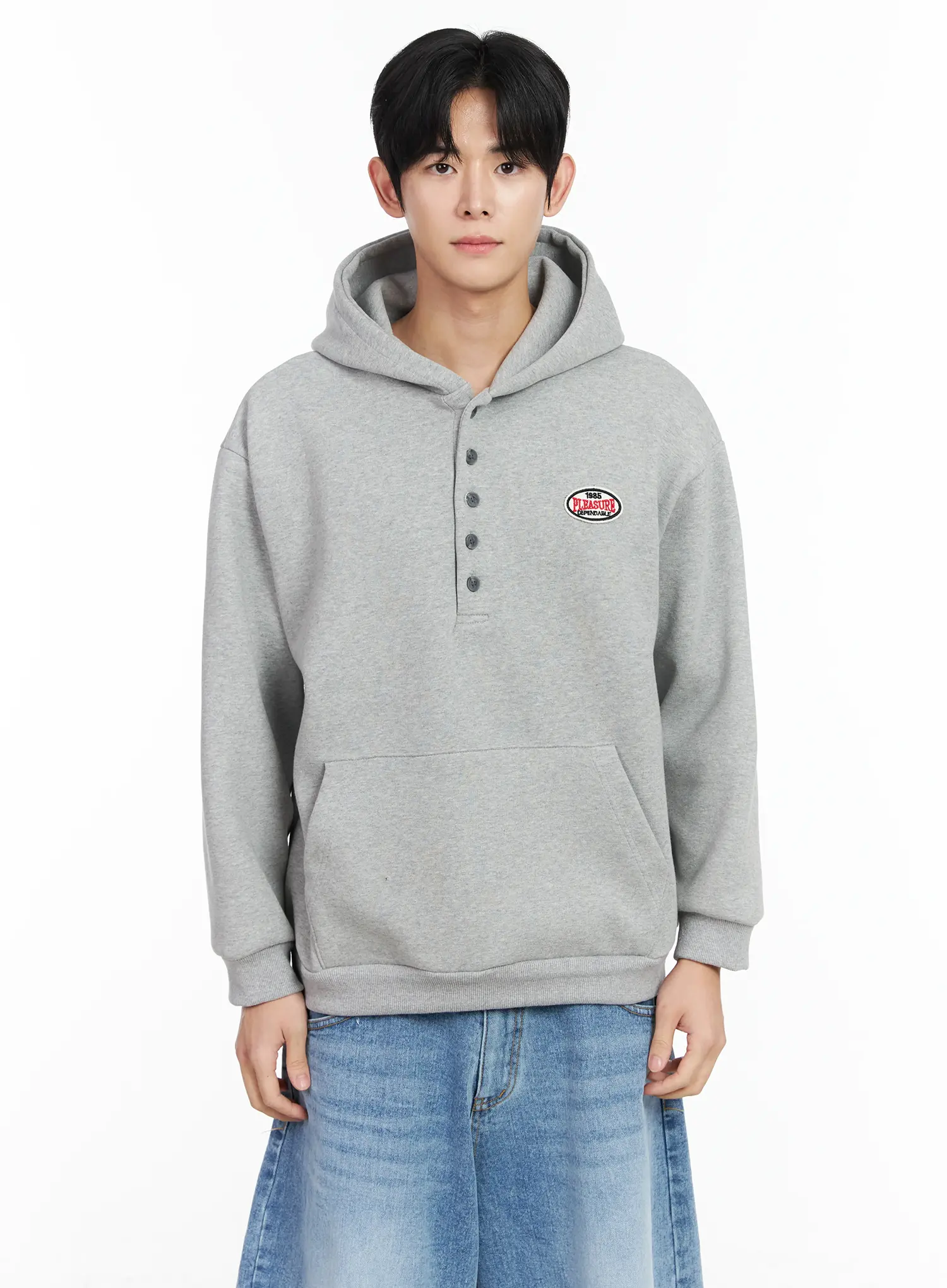 Men's Buttoned Neck Hoodie IM523 - Image 11