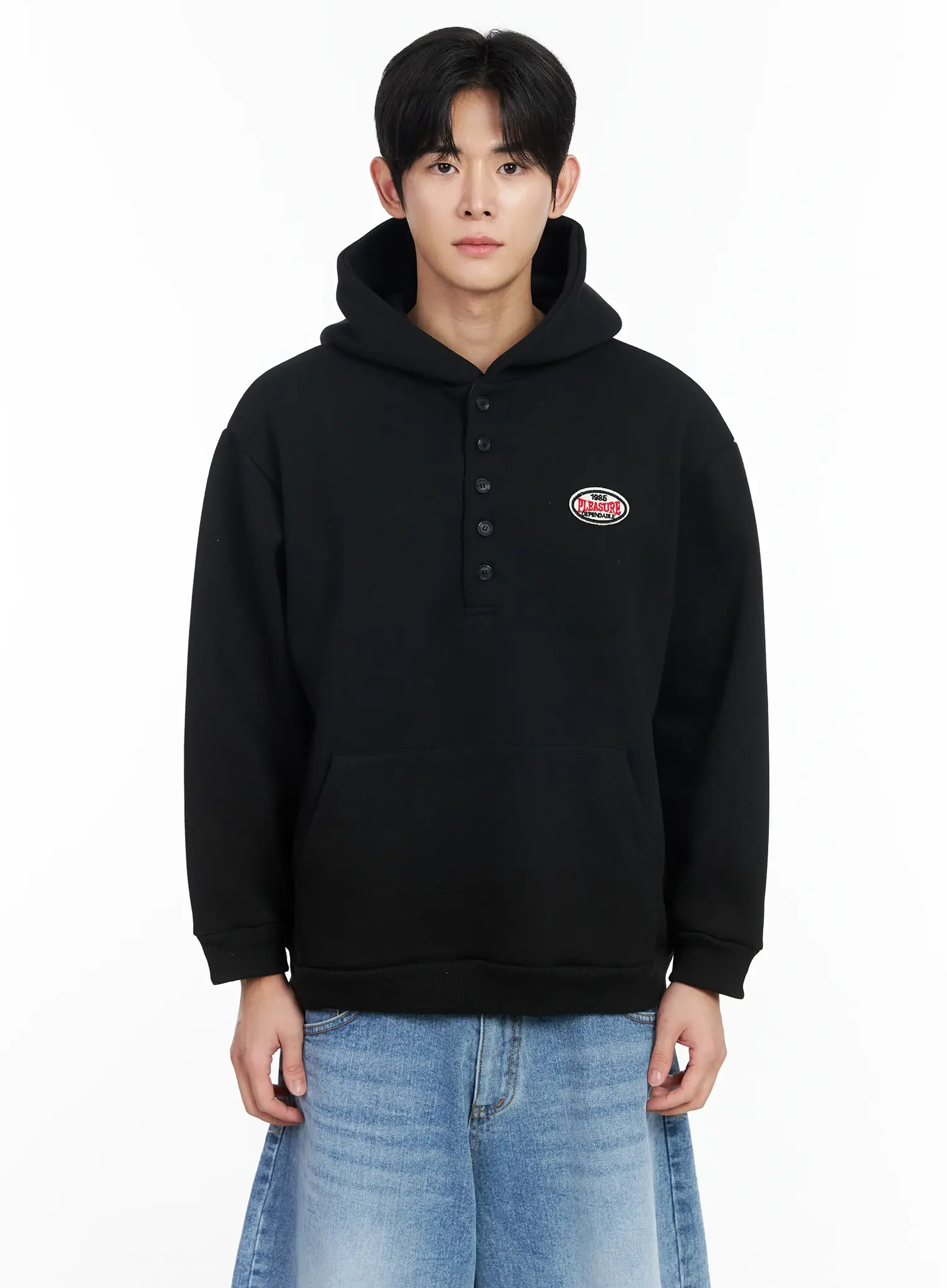 Men's Buttoned Neck Hoodie IM523 - Image 12