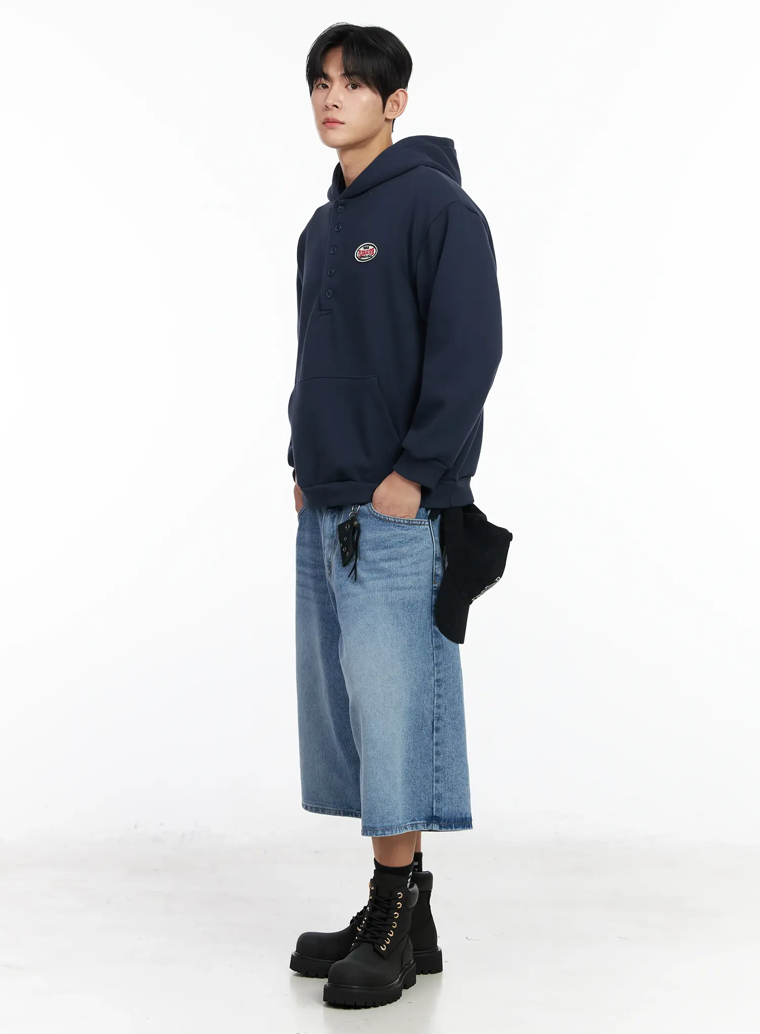 Men's Buttoned Neck Hoodie IM523 - Image 3