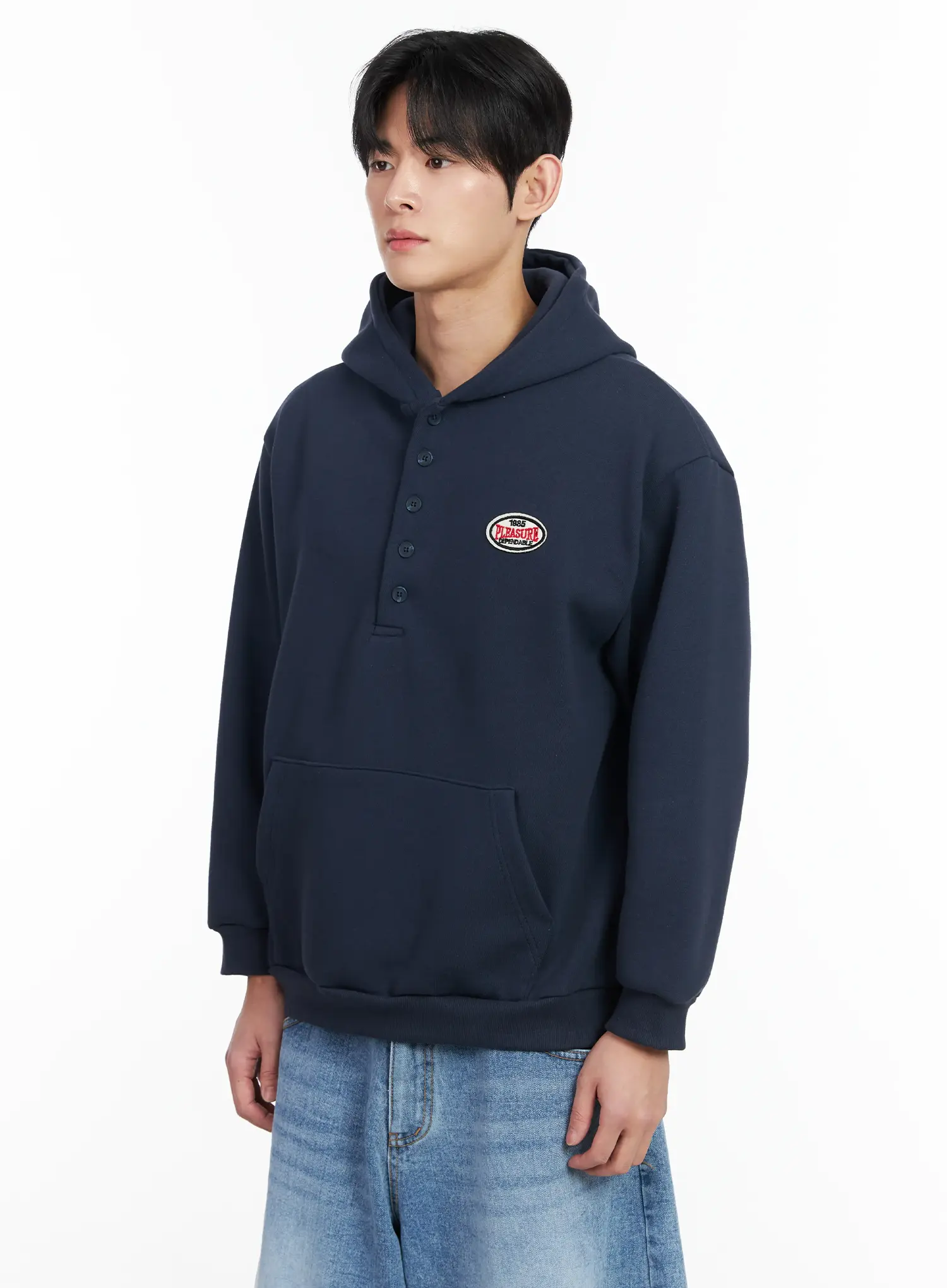 Men's Buttoned Neck Hoodie IM523 - Image 5