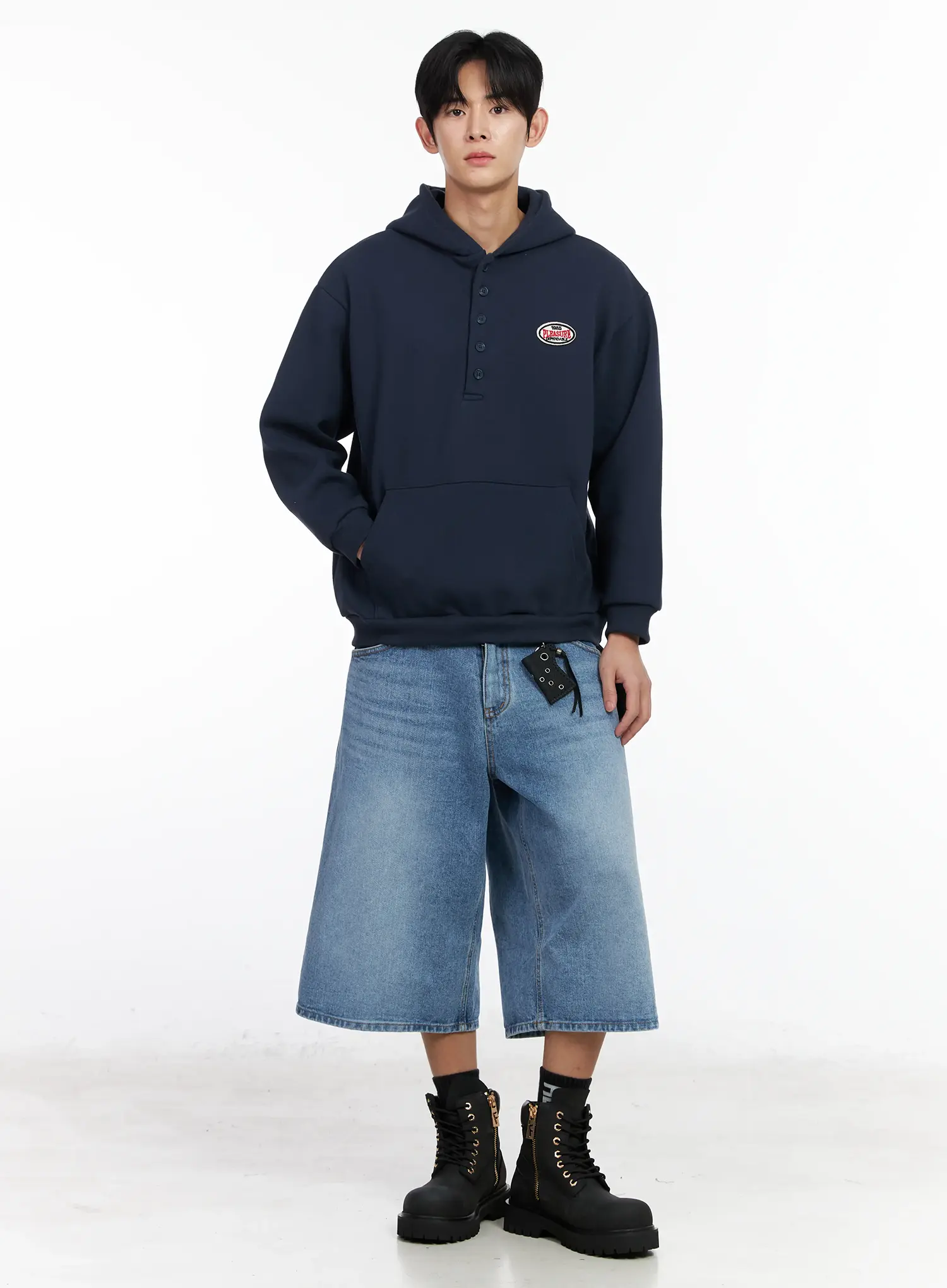 Men's Buttoned Neck Hoodie IM523 - Image 8