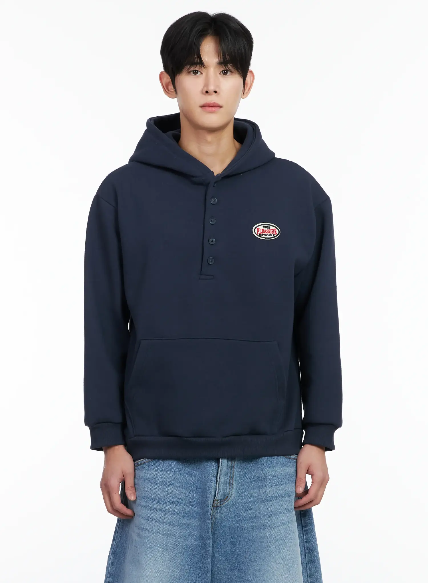 Men's Buttoned Neck Hoodie IM523 - Image 9