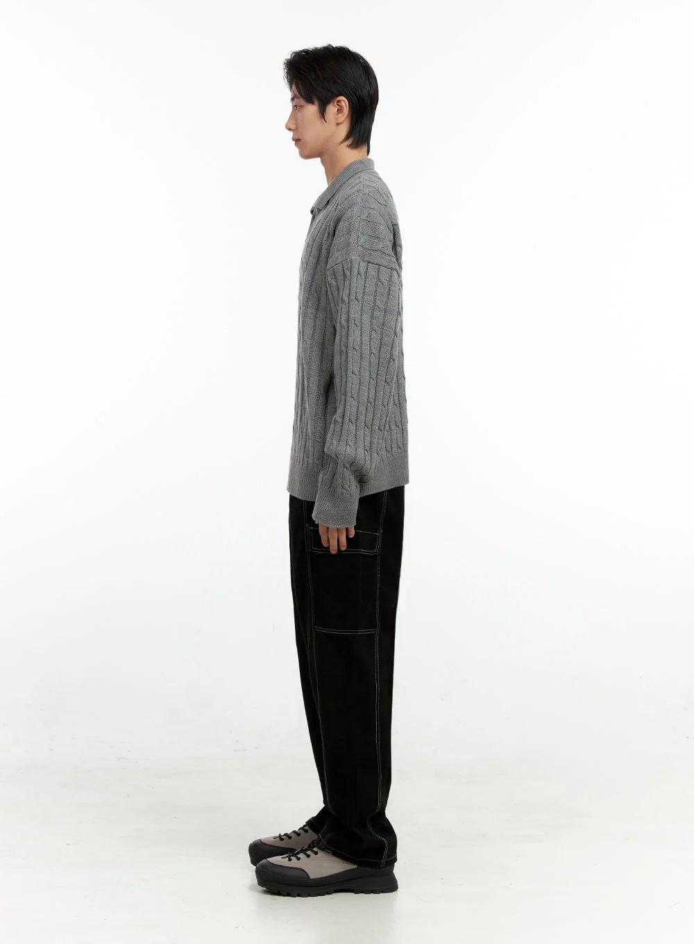 Men's Cable Knit Buttoned Sweater IN411 - Image 7
