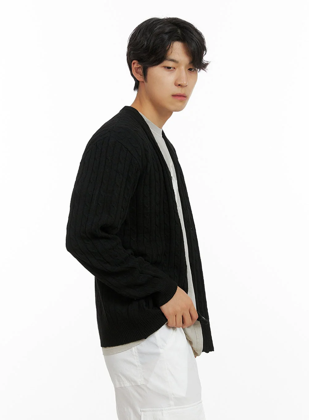 Men's Cable Knit Cardigan IG409 - Image 4