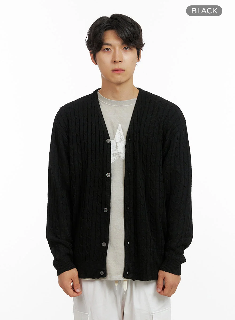 Men's Cable Knit Cardigan IG409 - Image 9