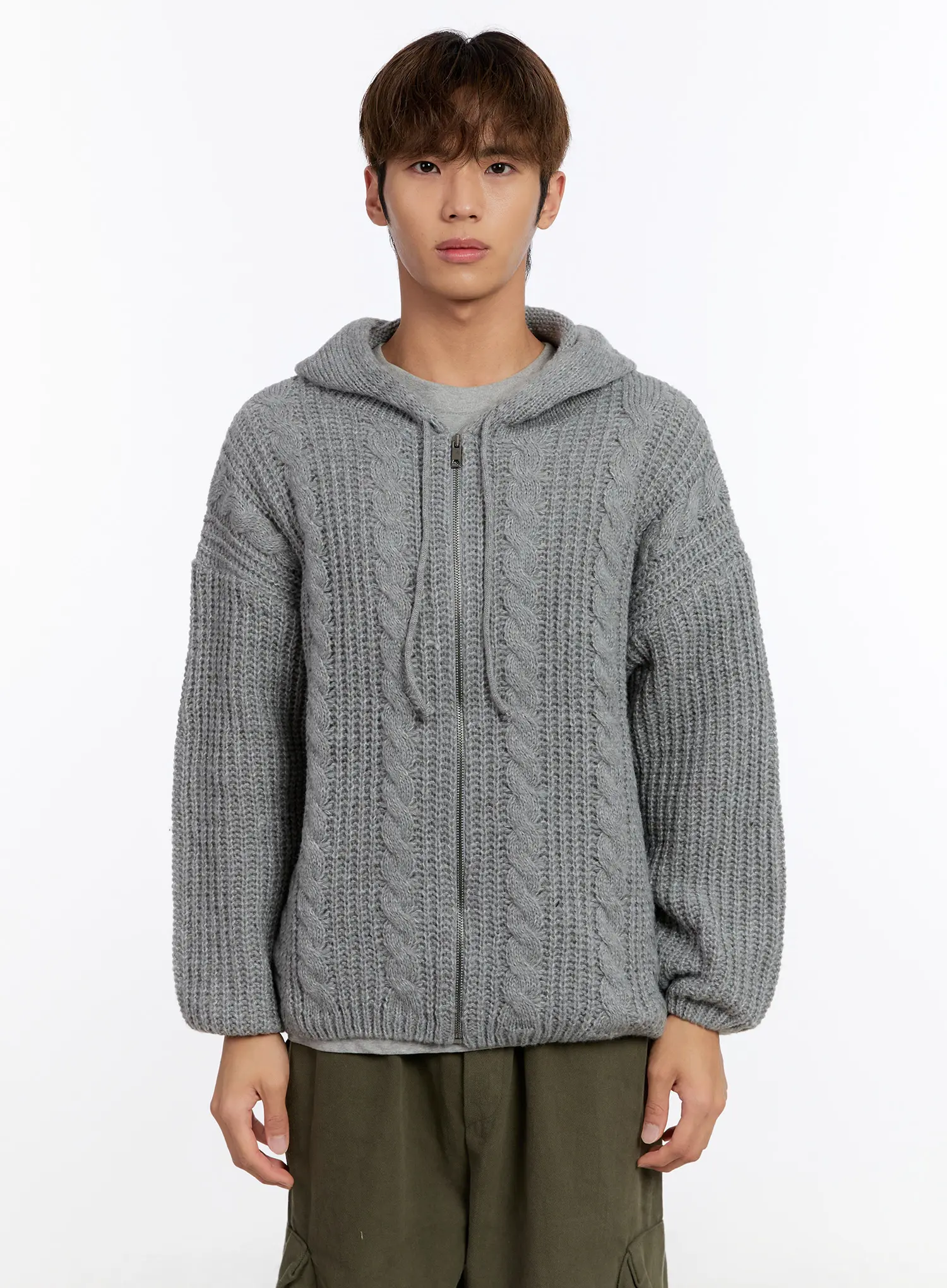 Men's Cable Knit Zip-Up IN524 - Image 12