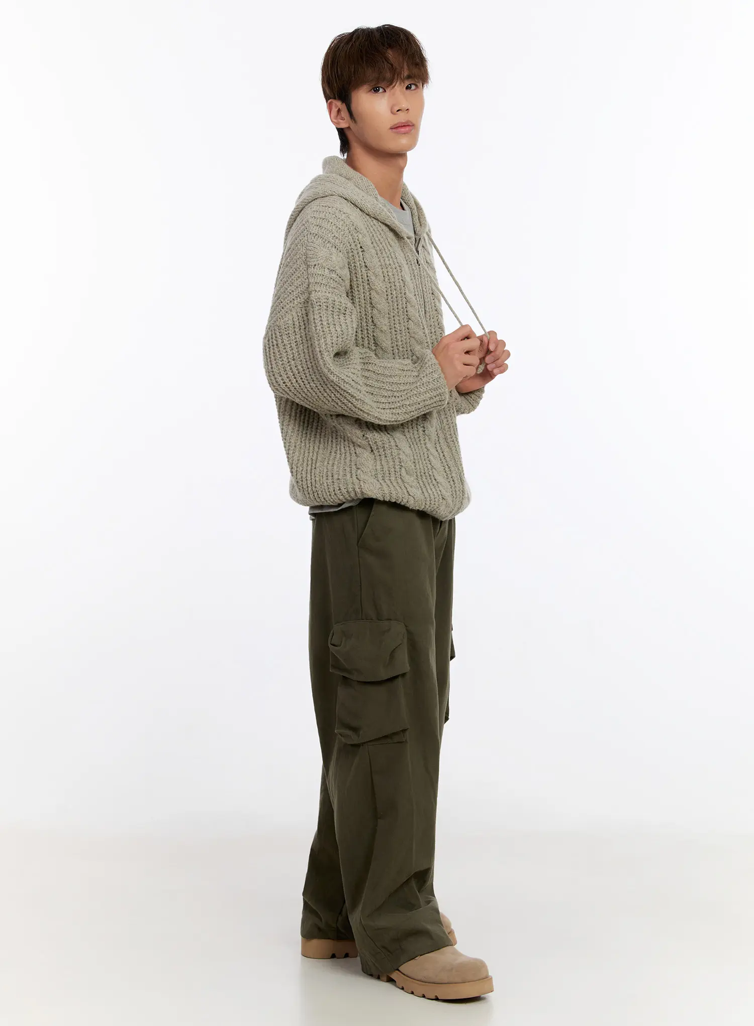 Men's Cable Knit Zip-Up IN524 - Image 2
