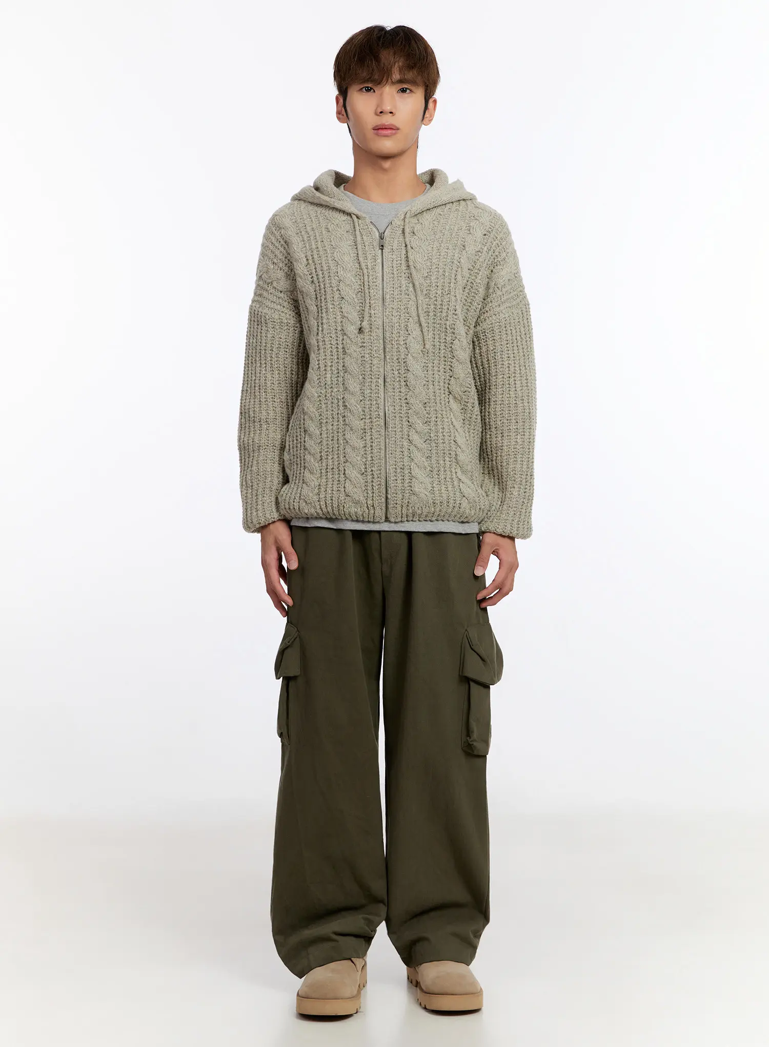 Men's Cable Knit Zip-Up IN524 - Image 3