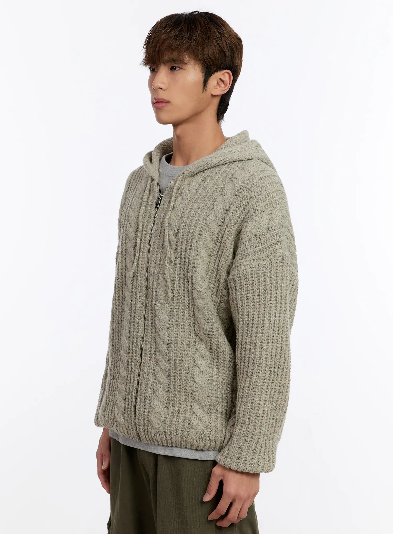 Men's Cable Knit Zip-Up IN524 - Image 4