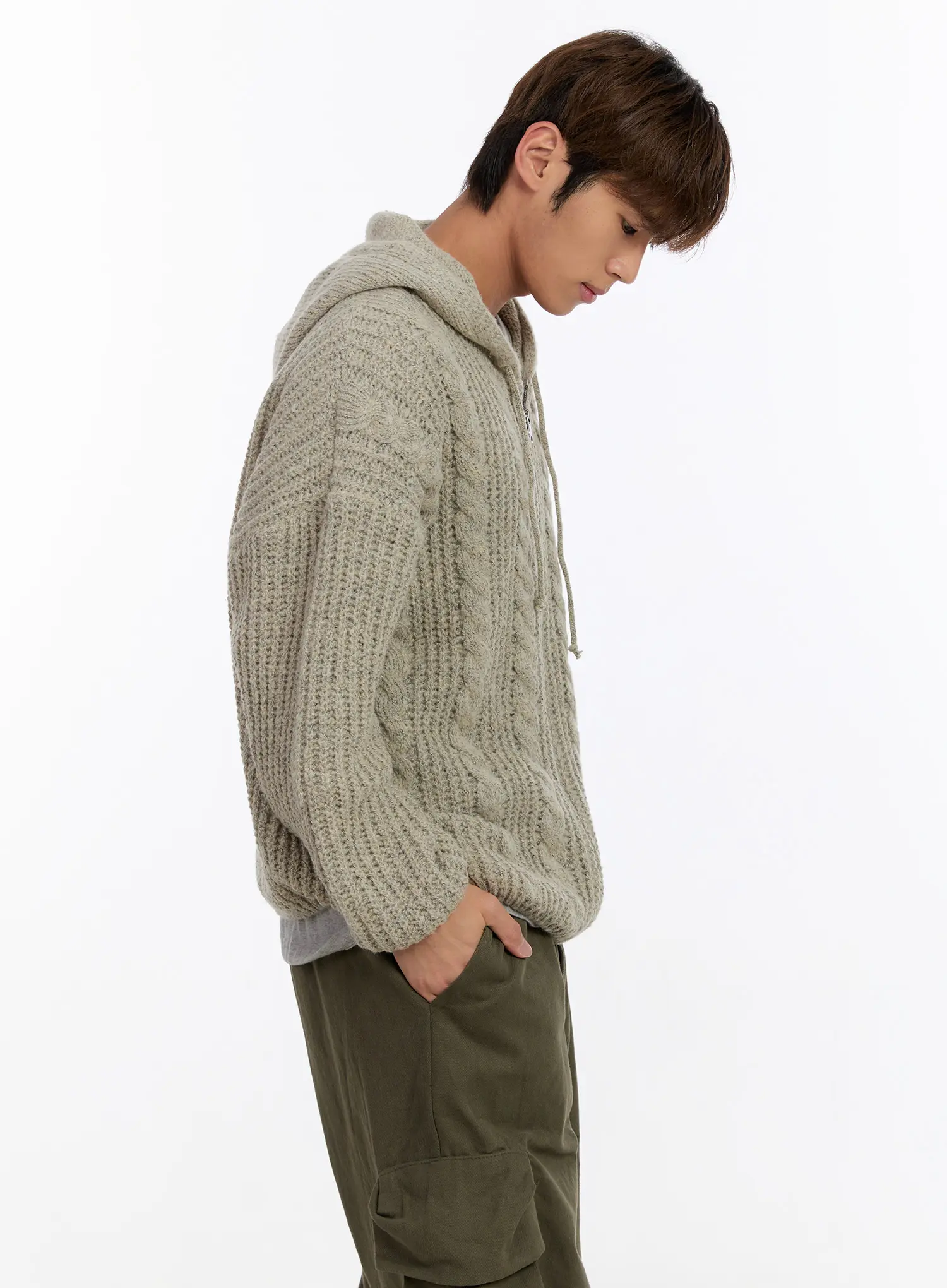 Men's Cable Knit Zip-Up IN524 - Image 7