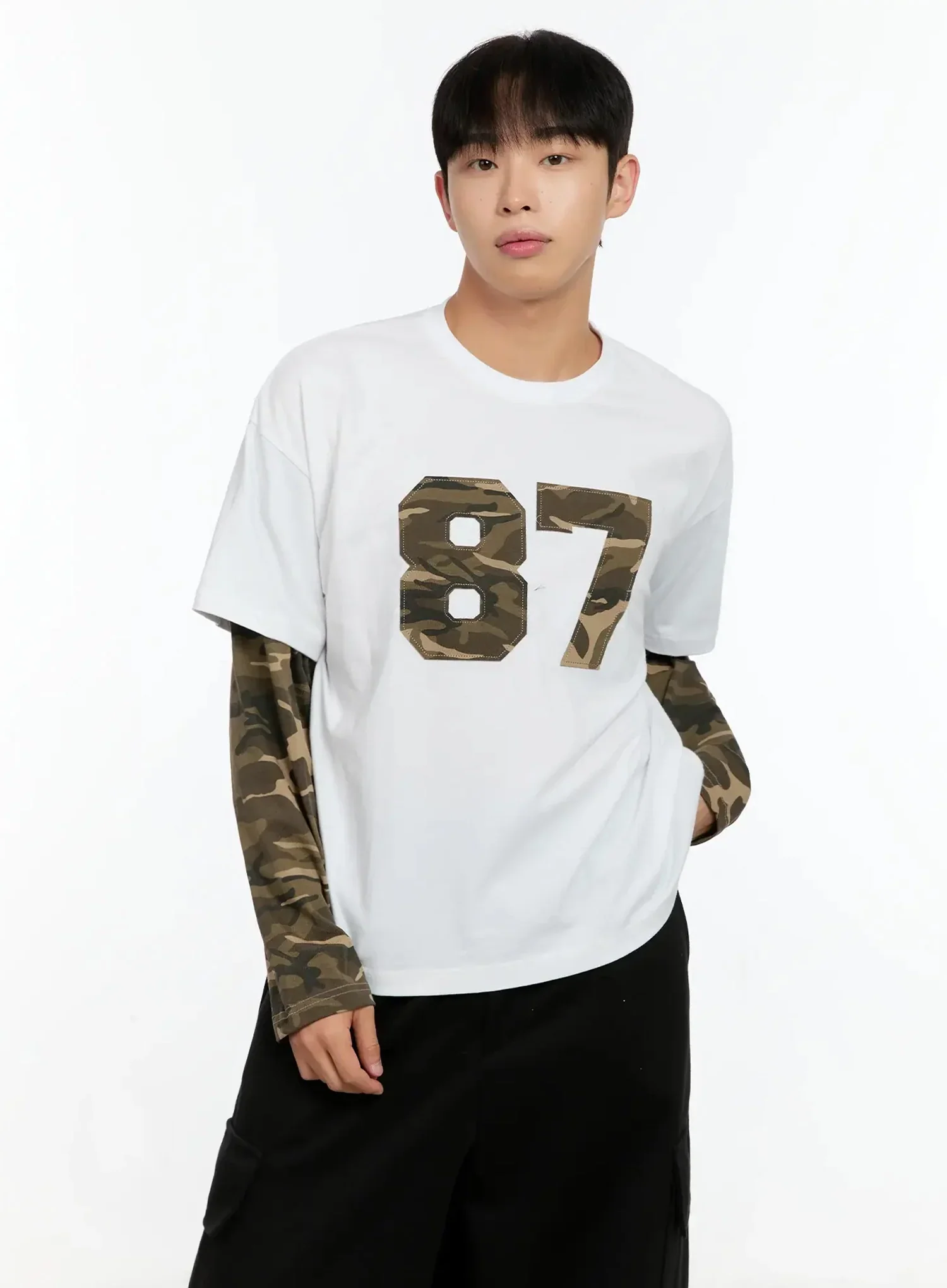 Men's Camo Graphic Layered Tee IN525 - Image 4