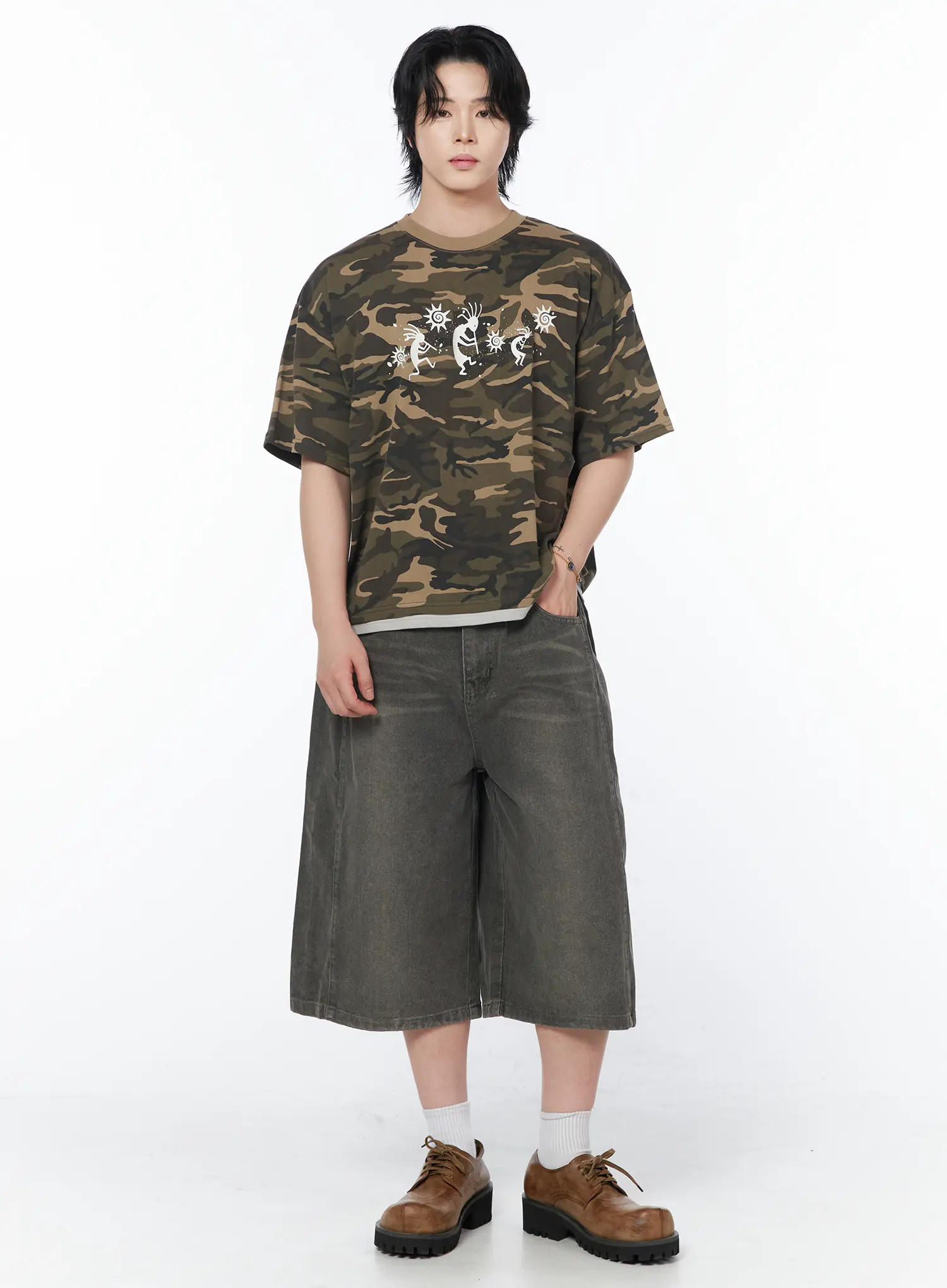 Men's Camo Layered T-Shirt IY519 - Image 6