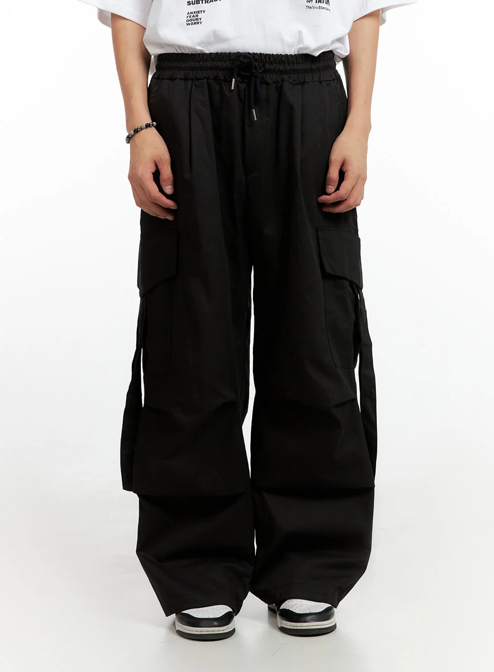 Men's Cargo Chic Cotton Wide-Leg Pants (Black) IG402 - Image 2