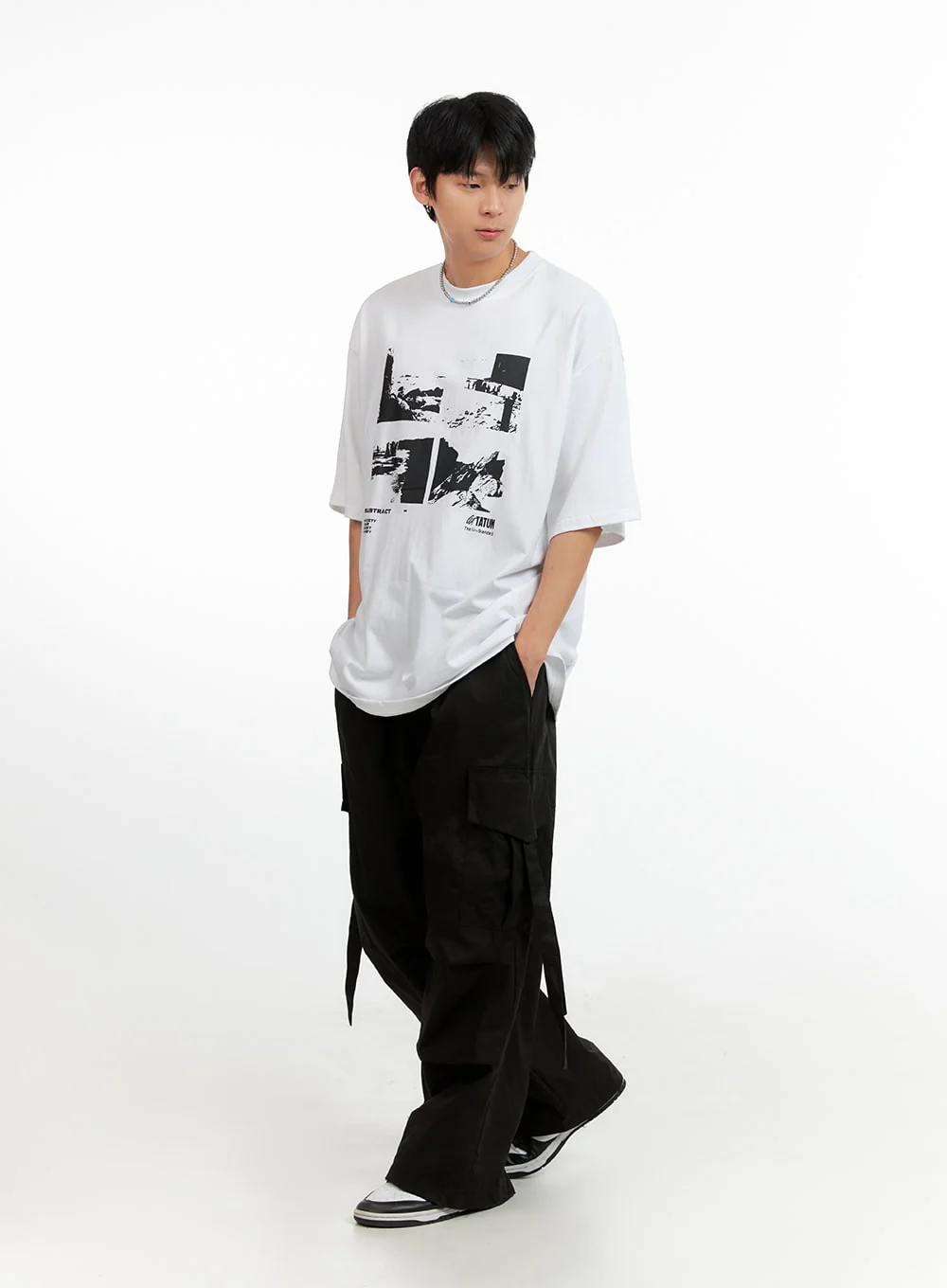 Men's Cargo Chic Cotton Wide-Leg Pants (Black) IG402 - Image 6